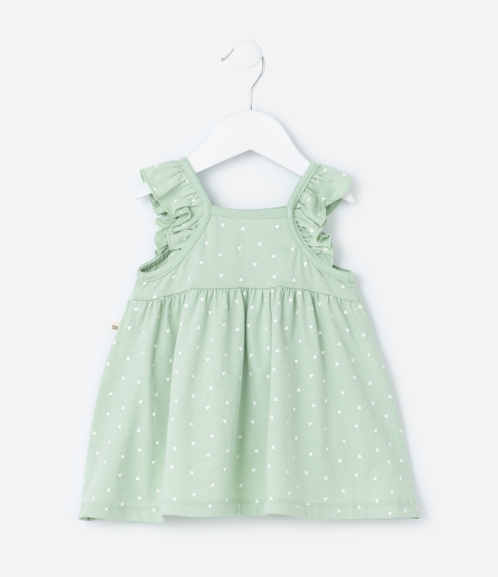 Vestido Infantil com Babadinhos e Bordado Borboleta - Tam 0 a 18 meses Verde 3