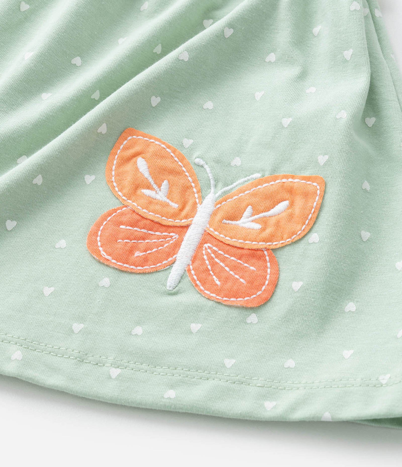 Vestido Infantil com Babadinhos e Bordado Borboleta - Tam 0 a 18 meses Verde 7