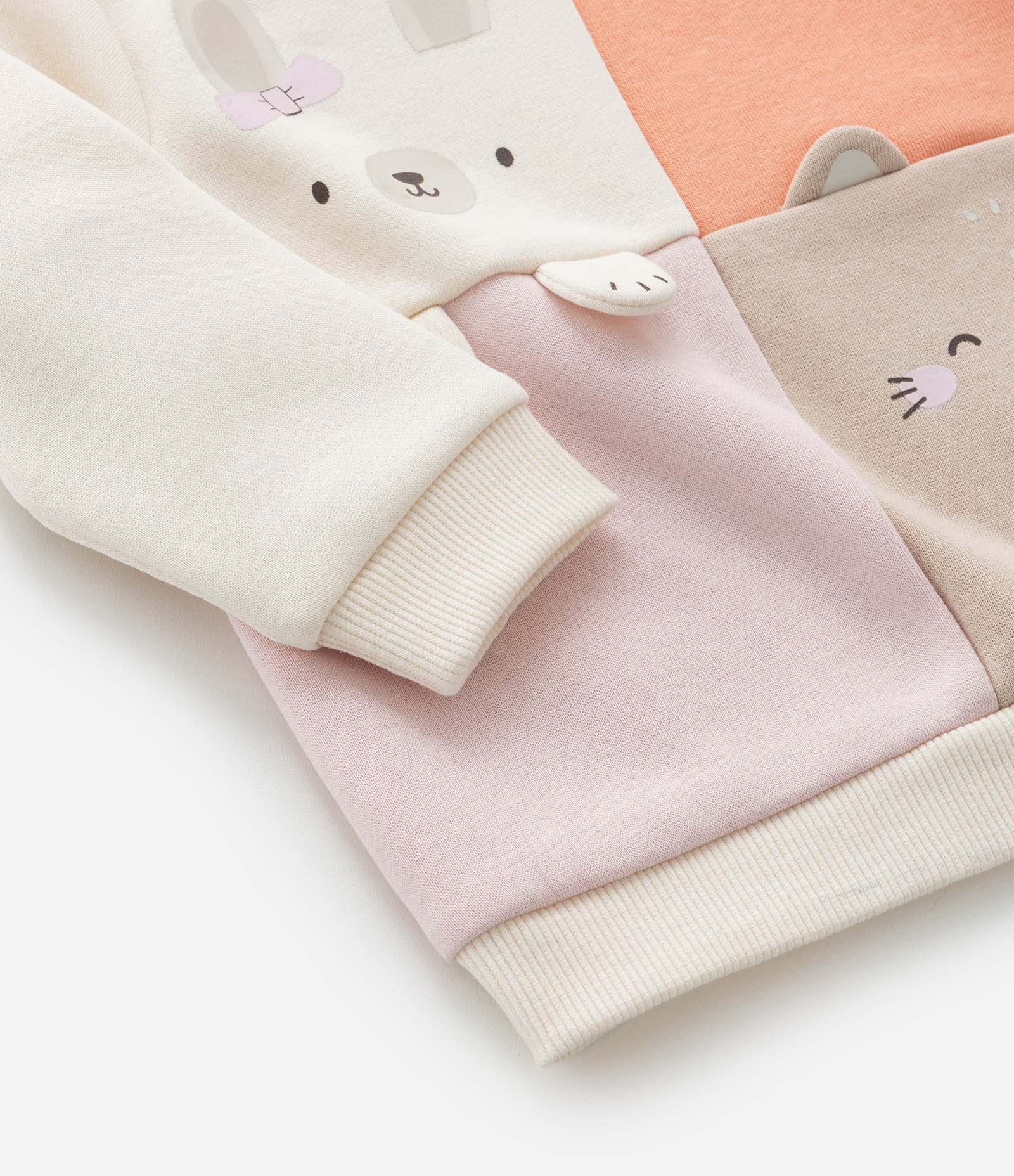 Conjunto Infantil com Recortes e Cara de Bichinhos - Tam 0 a 18 meses Bege/Laranja 12