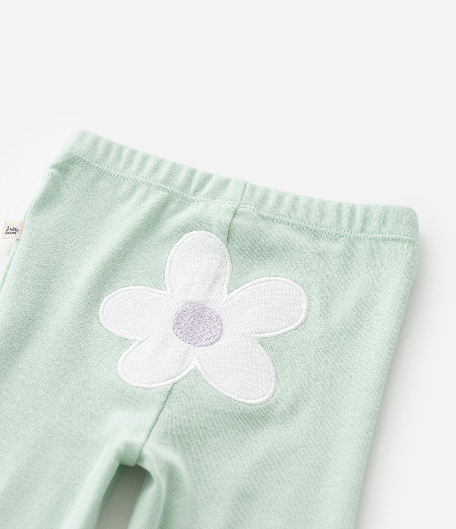 Conjunto Infantil em Suedine com Bordado Flor - Tam RN a 18 meses Branco/Verde 14