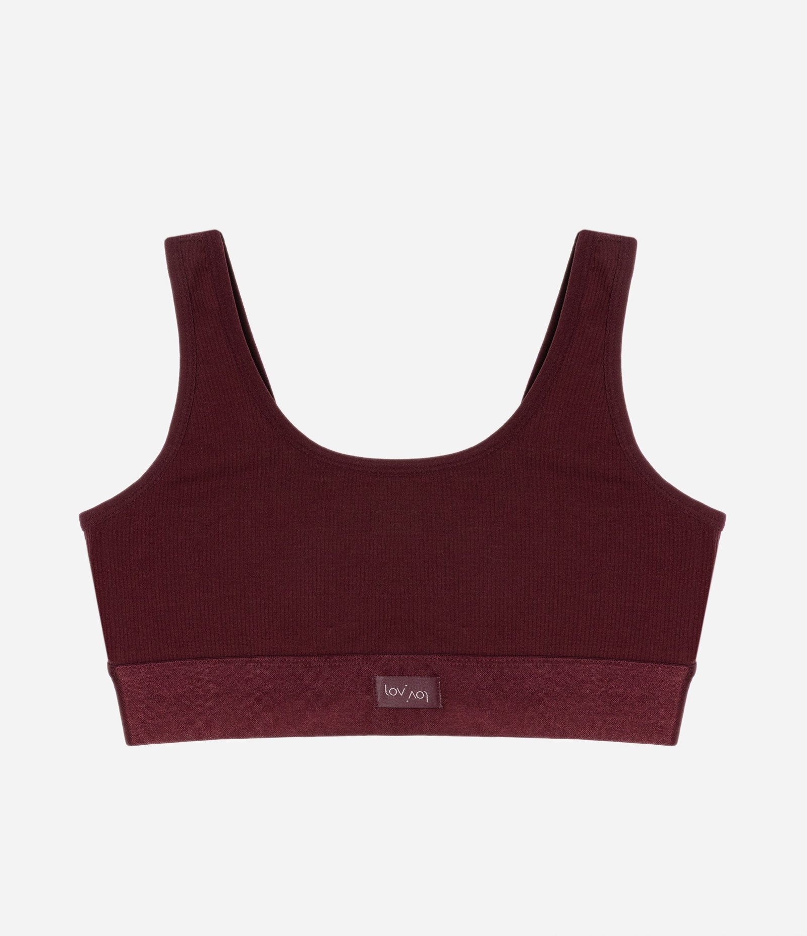 Sutiã Top Sem Bojo Sem Aro em Poliamida Seamless com Alças Largas Bordô 5