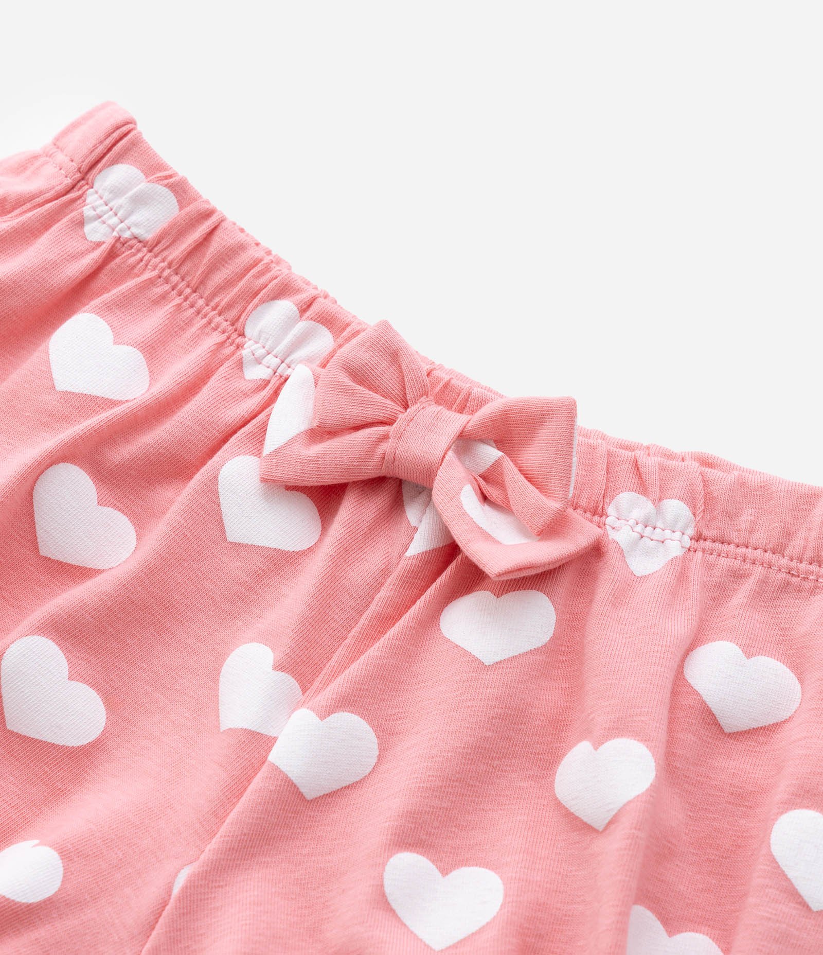 Conjunto Infantil com Bolsos e Estampa Corações - Tam 0 a 18 meses Rosa 10