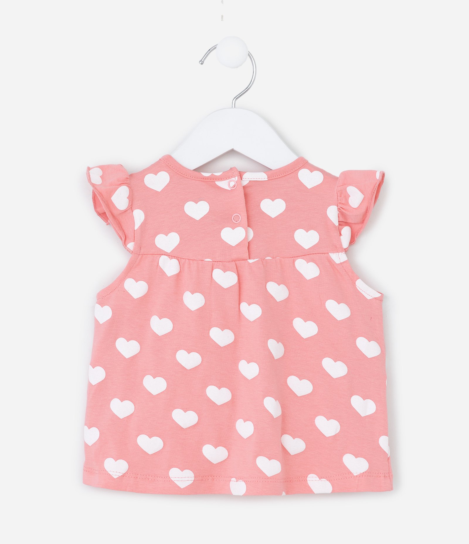 Conjunto Infantil com Bolsos e Estampa Corações - Tam 0 a 18 meses Rosa 5