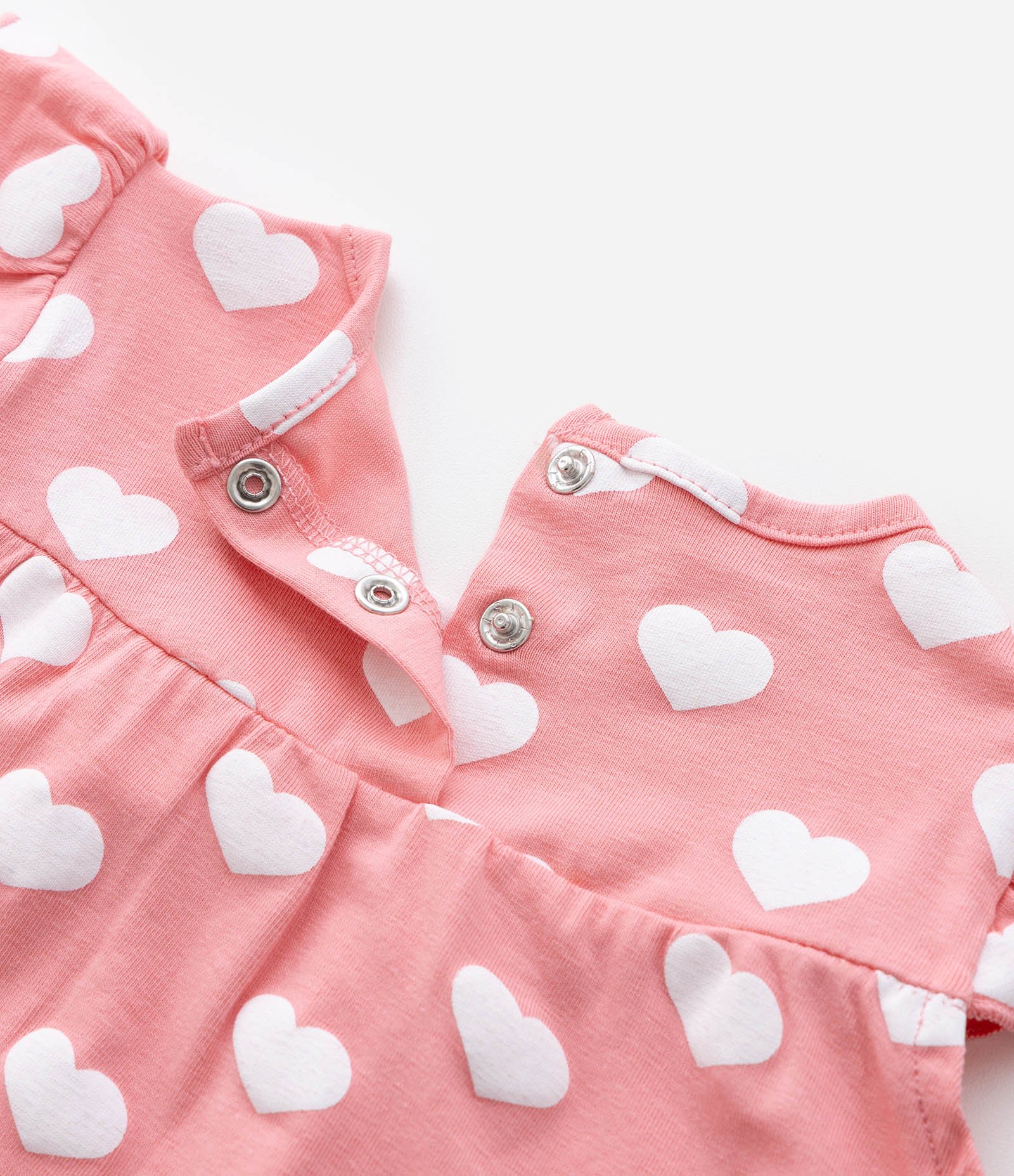 Conjunto Infantil com Bolsos e Estampa Corações - Tam 0 a 18 meses Rosa 9