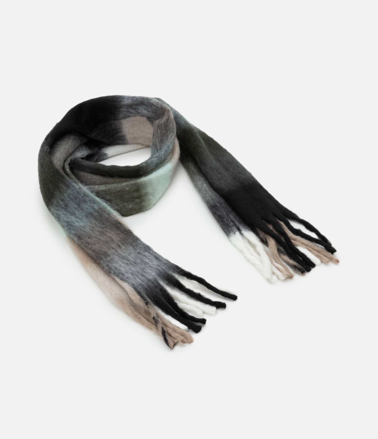 Cachecol em Tricô com Estampa Quadriculada Verde 1