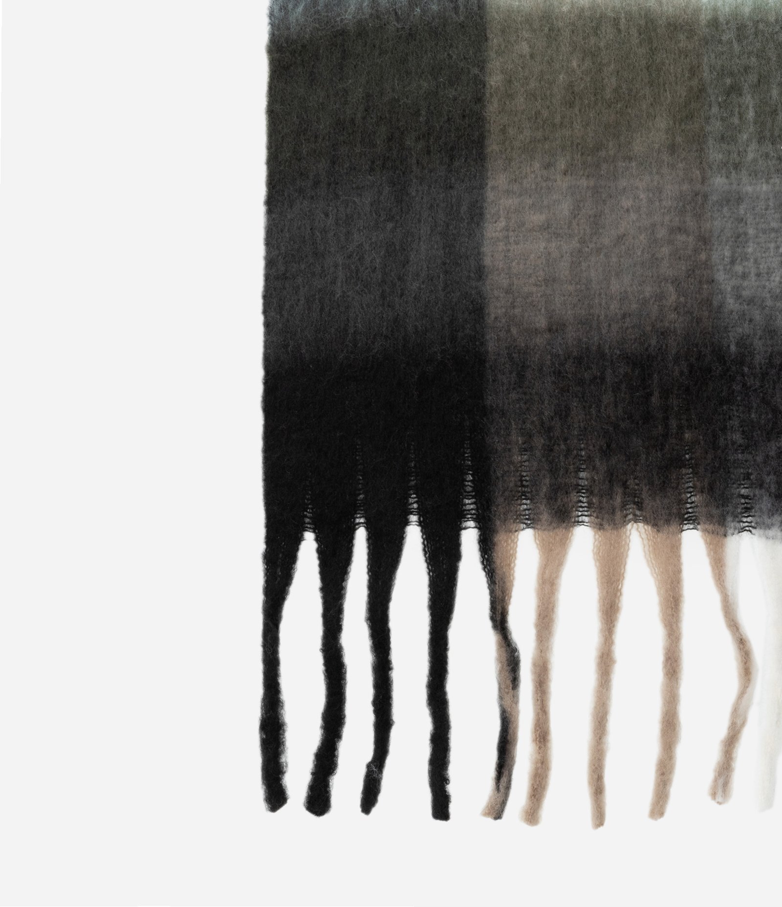 Cachecol em Tricô com Estampa Quadriculada Verde 2