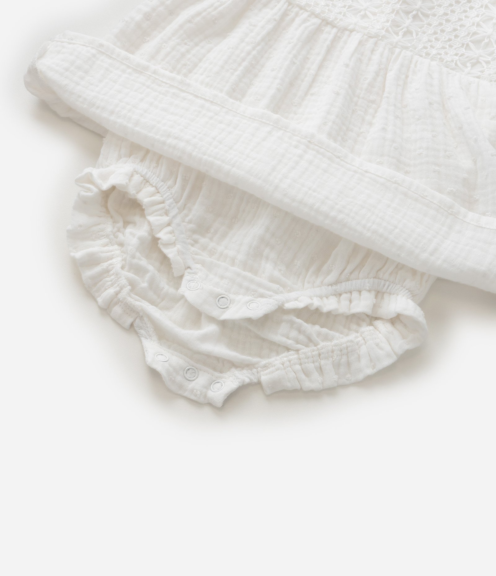 Vestido Body Infantil com Rendinha e Babados - Tam 0 a 18 meses Off White 6