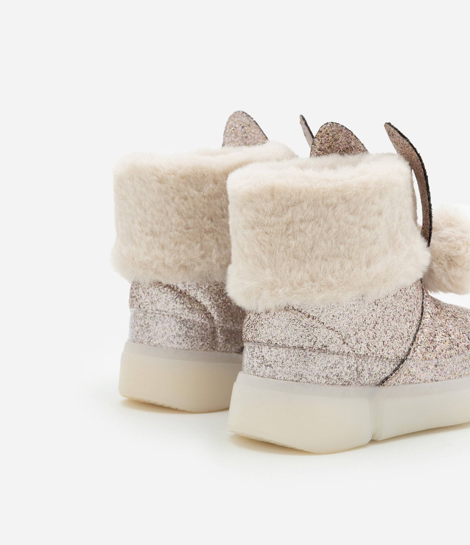 Bota Infantil com Brilhos e Orelhinhas de Coelhos - Tam 20 a 27 Bege Rose 2