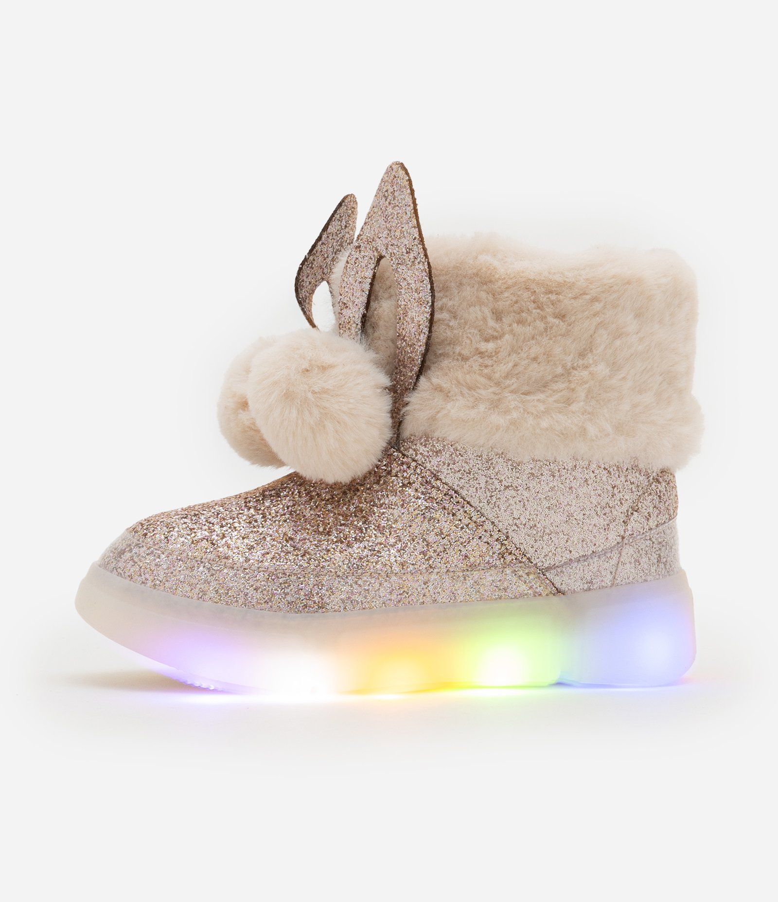 Bota Infantil com Brilhos e Orelhinhas de Coelhos - Tam 20 a 27 Bege Rose 5