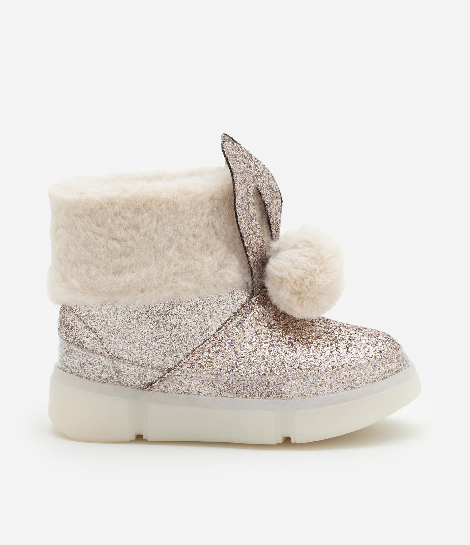 Bota Infantil com Brilhos e Orelhinhas de Coelhos - Tam 20 a 27 Bege Rose 6