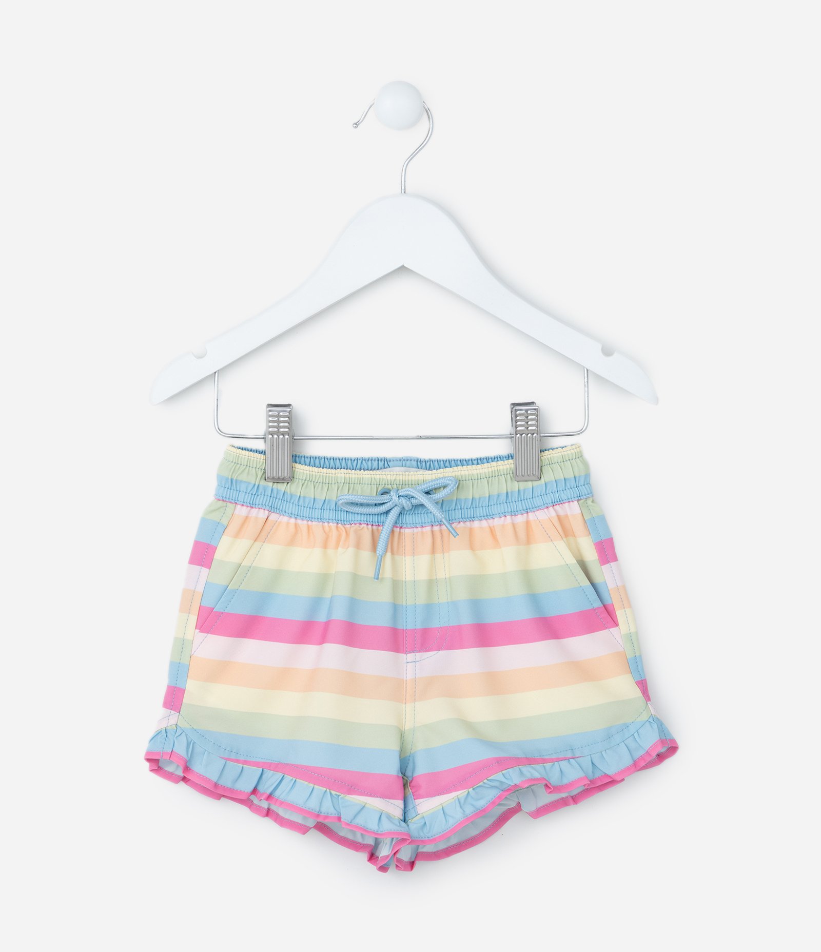 Short Infantil com Babadinho e Estampa Listrada - Tam 1 a 6 Anos Multicores 1