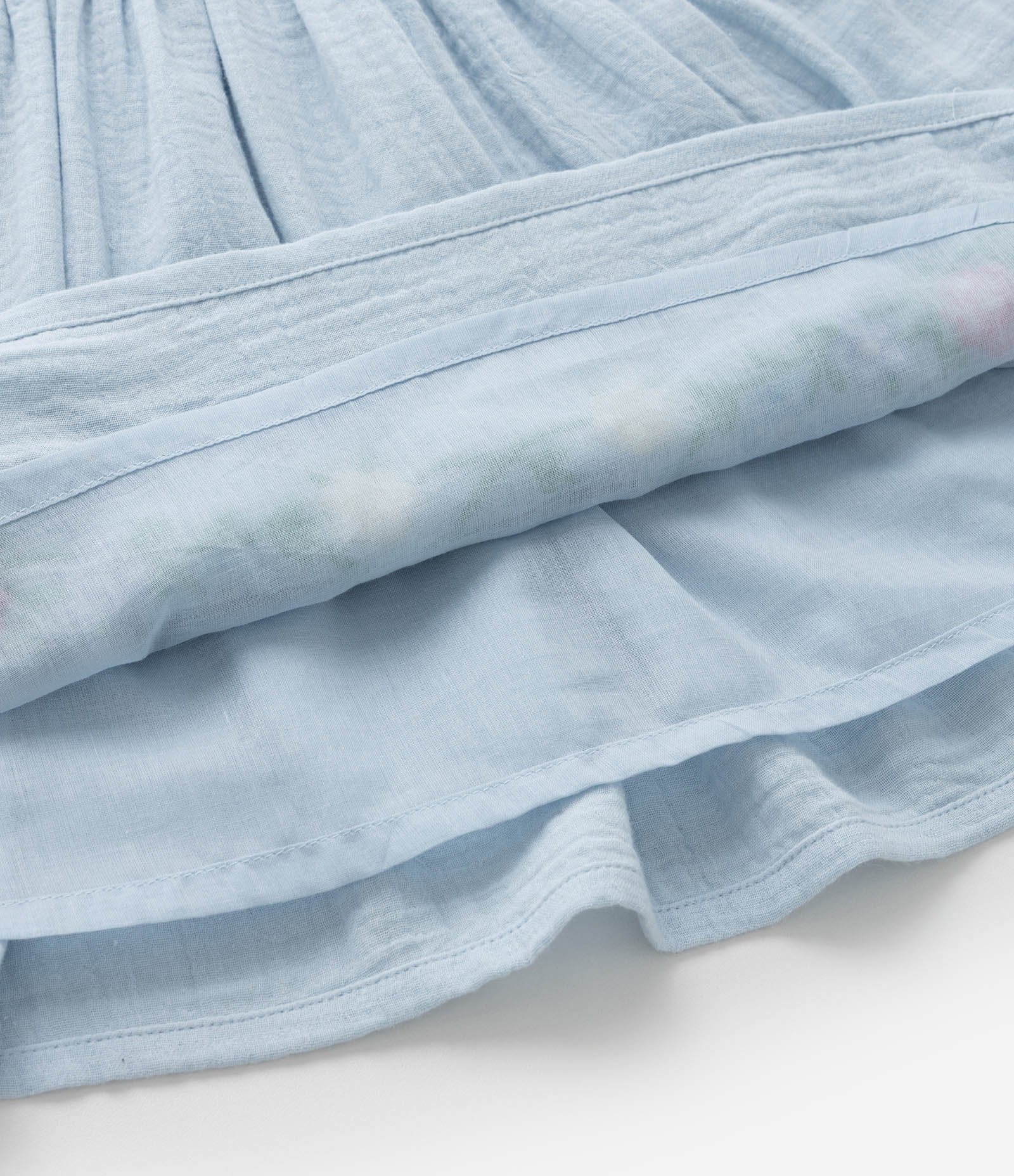 Vestido Infantil com Babado e Bordado Floral - Tam 1 a 6 Anos Azul 5