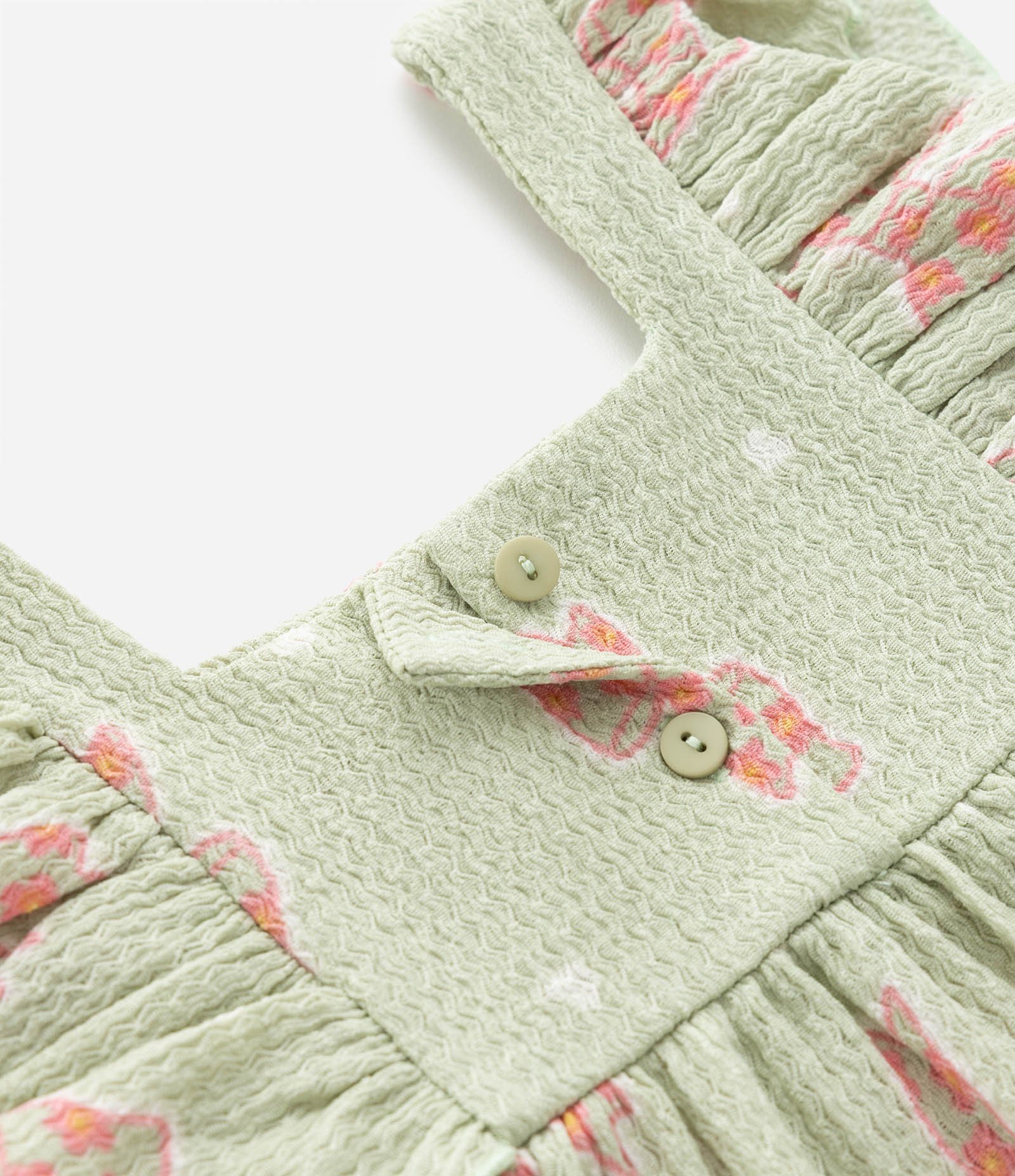 Vestido Infantil Texturizado com Estampa Laços - Tam 1 a 6 Anos Verde 4