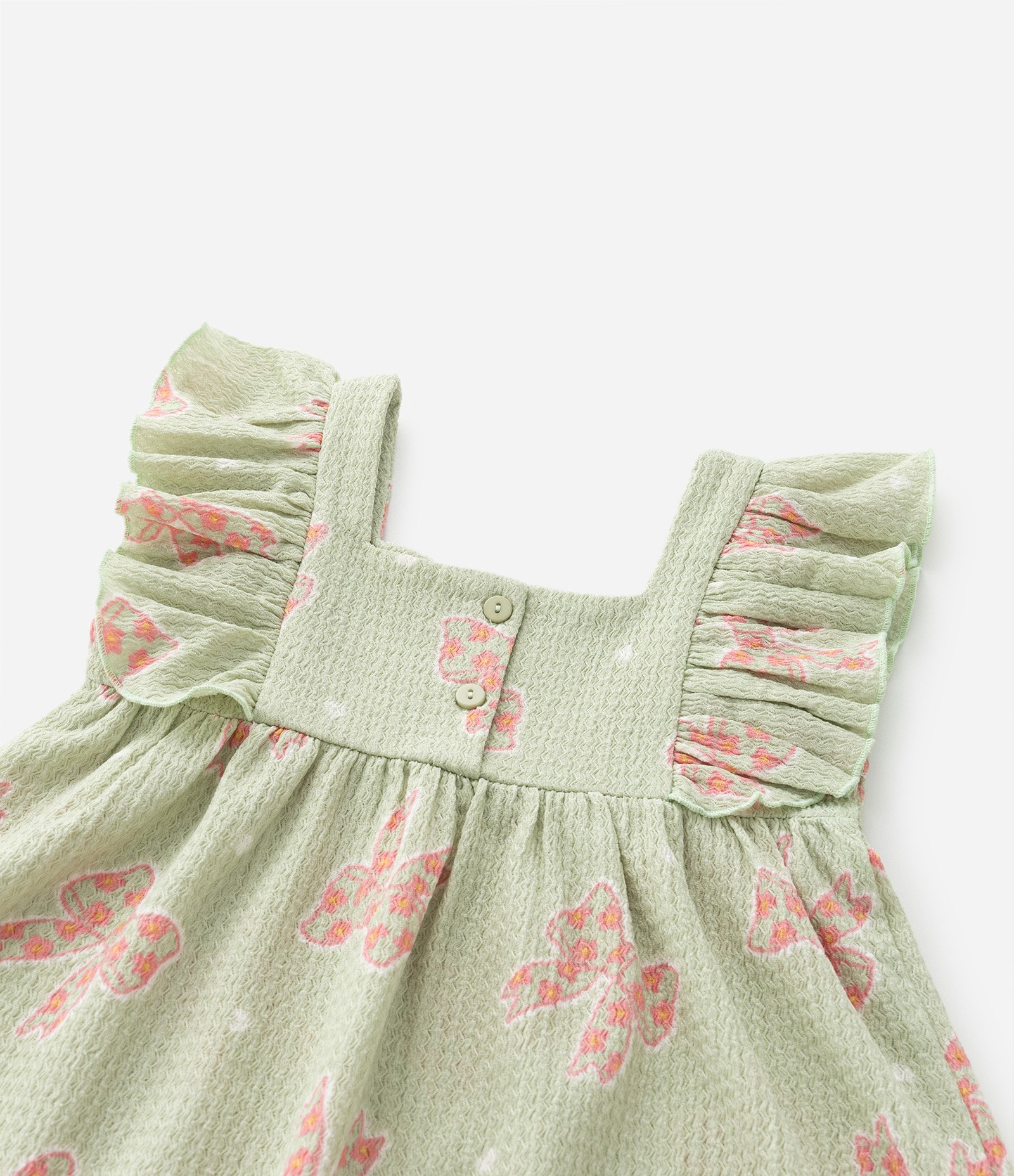 Vestido Infantil Texturizado com Estampa Laços - Tam 1 a 6 Anos Verde 5