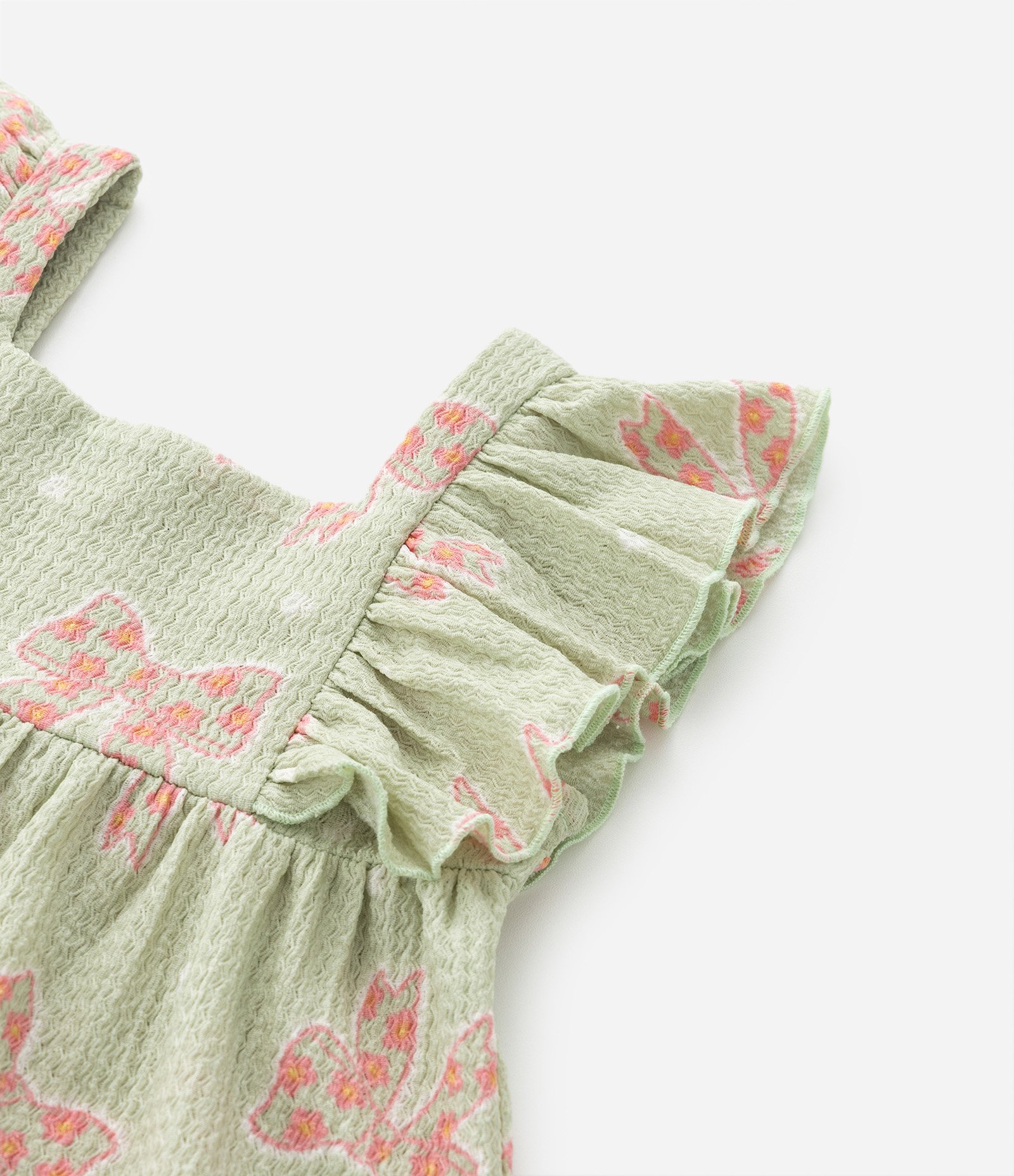 Vestido Infantil Texturizado com Estampa Laços - Tam 1 a 6 Anos Verde 6