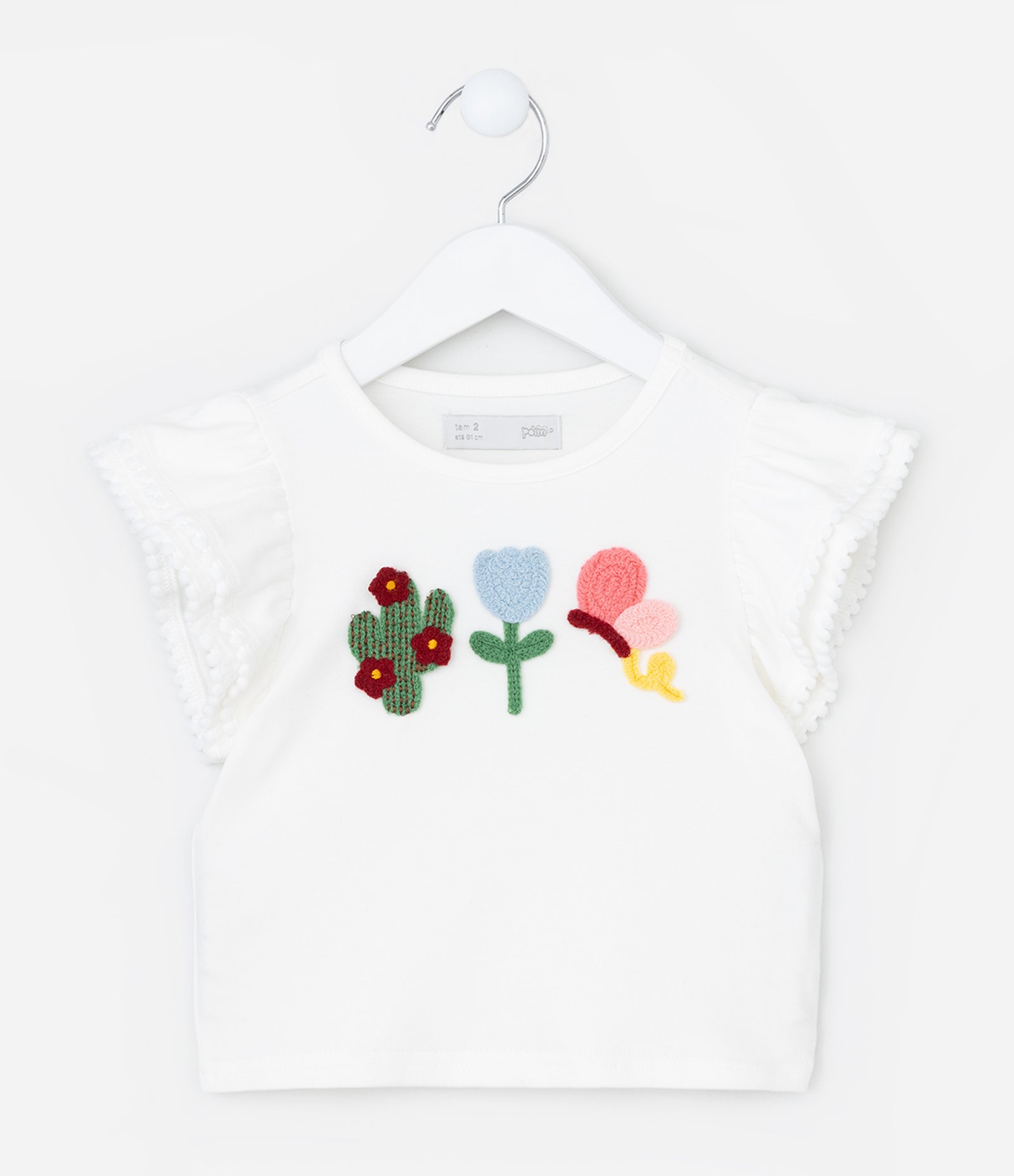 Blusa Infantil com Bordado Efeito Crochê - Tam 1 a 6 Anos Branco 2