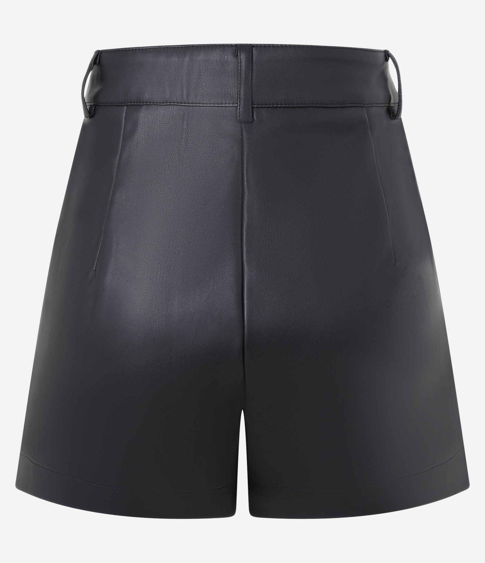 Short Curto em PU com Cintura Alta e Bolsos Preto 7