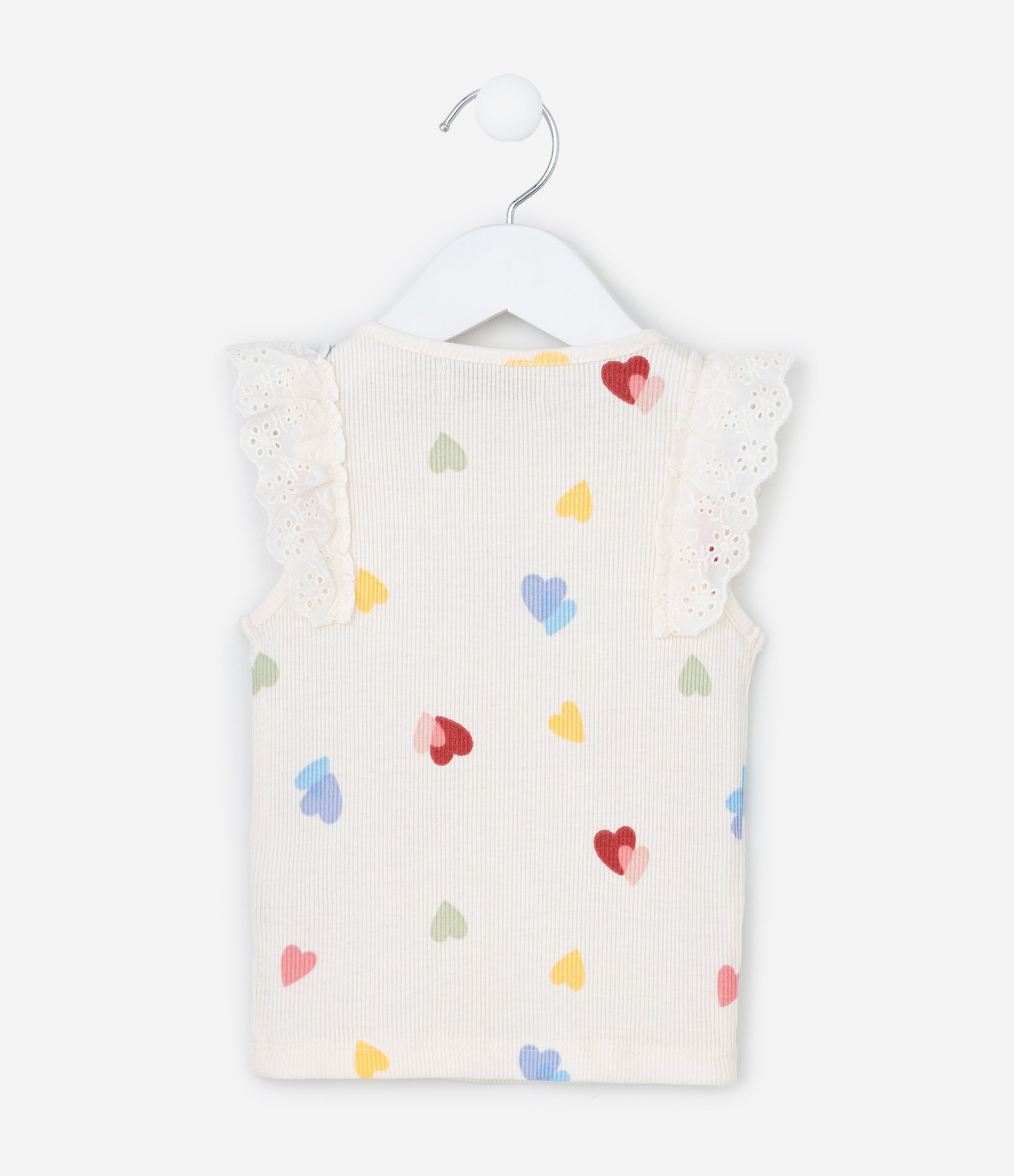 Regata Infantil em Ribana com Babados Broderie - Tam 1 a 6 Anos Bege 3