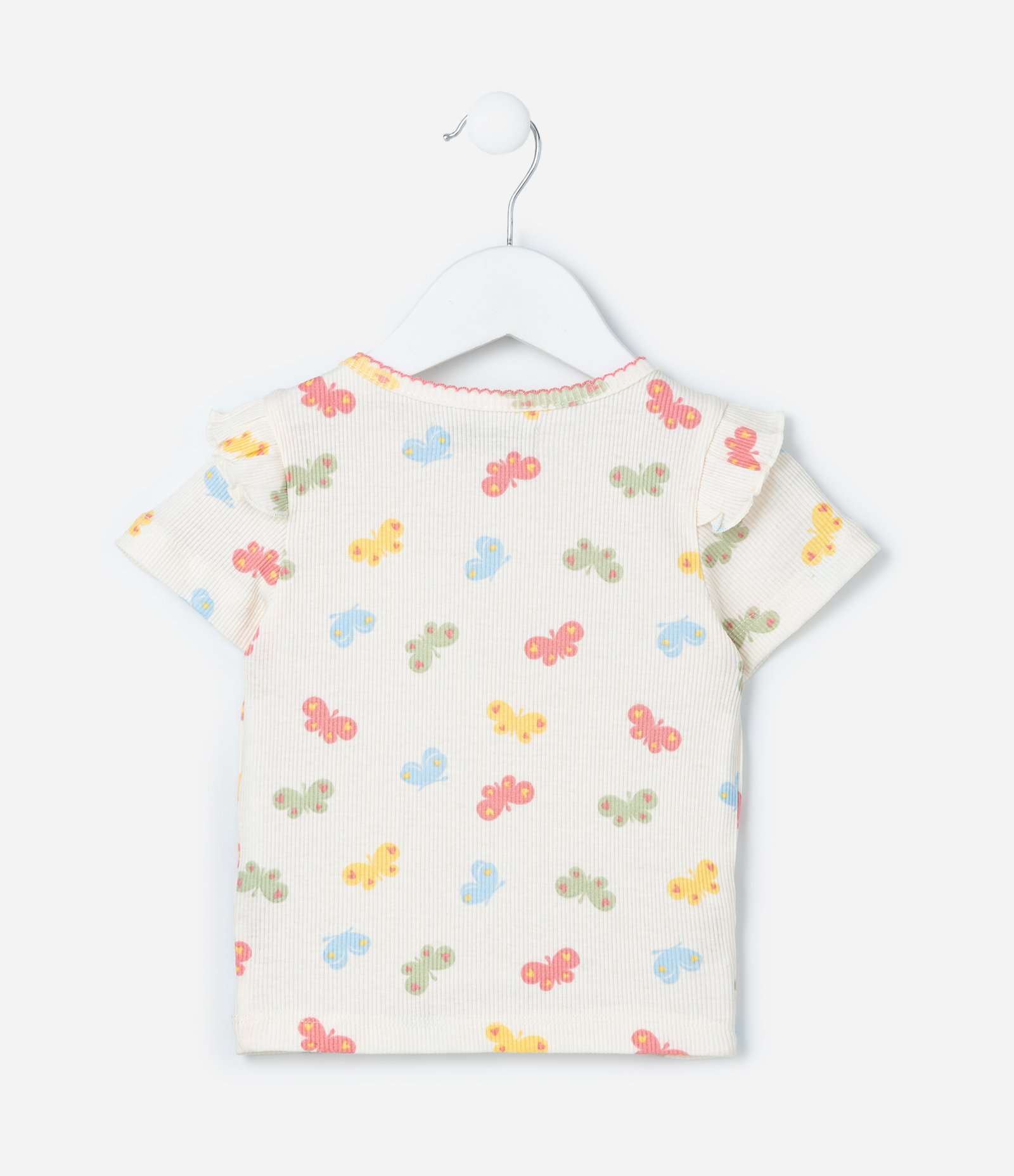 Blusa Infantil com Babadinho e Estampa Borboletas - Tam 1 a 6 Anos Off White 3