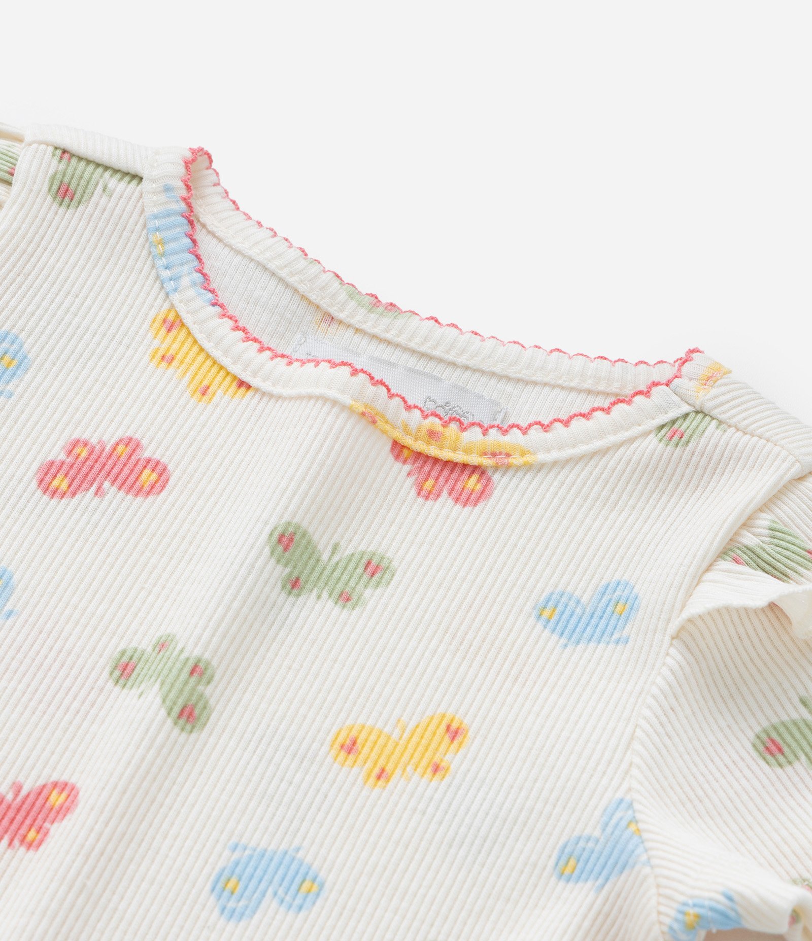 Blusa Infantil com Babadinho e Estampa Borboletas - Tam 1 a 6 Anos Off White 5