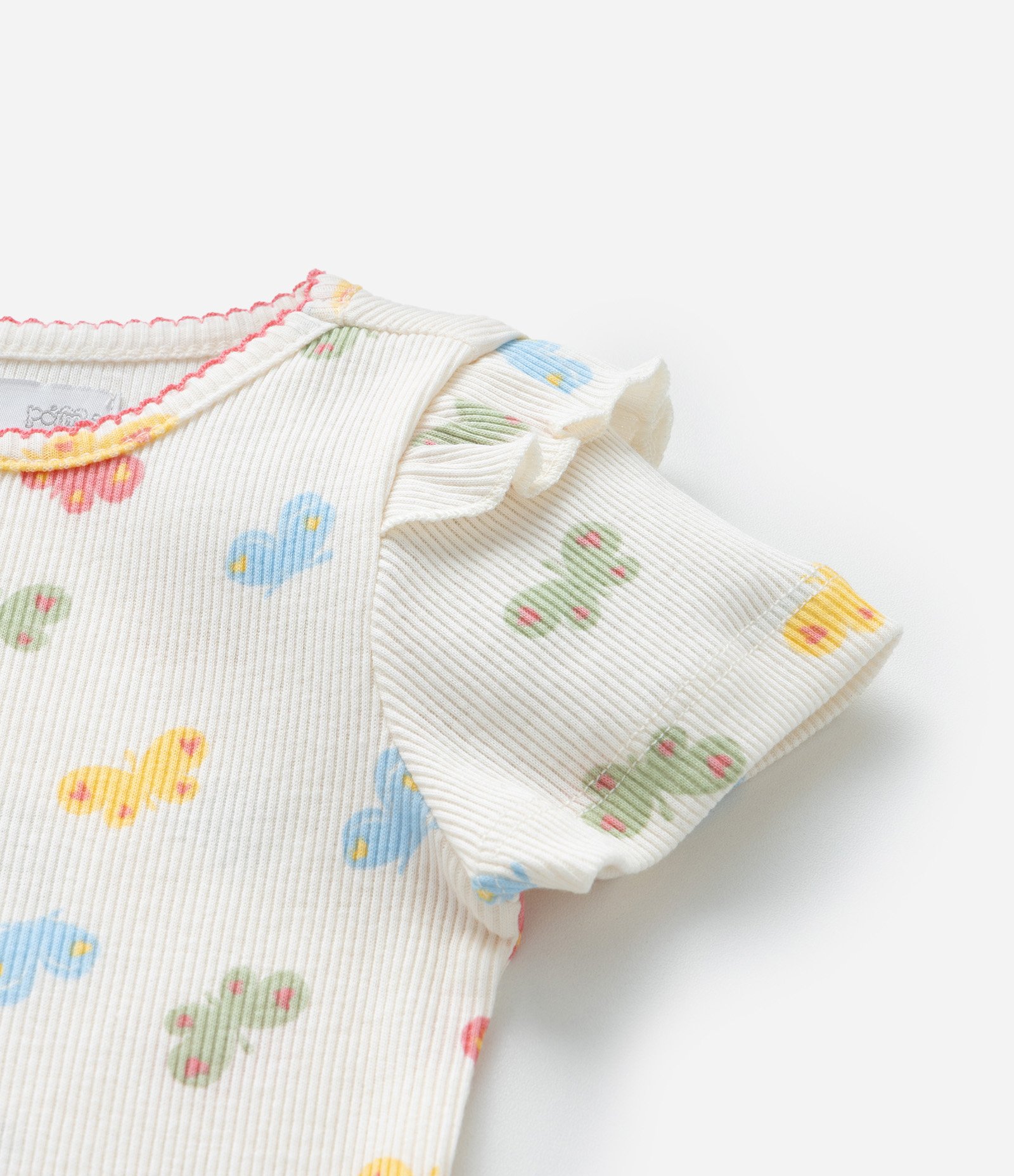 Blusa Infantil com Babadinho e Estampa Borboletas - Tam 1 a 6 Anos Off White 6