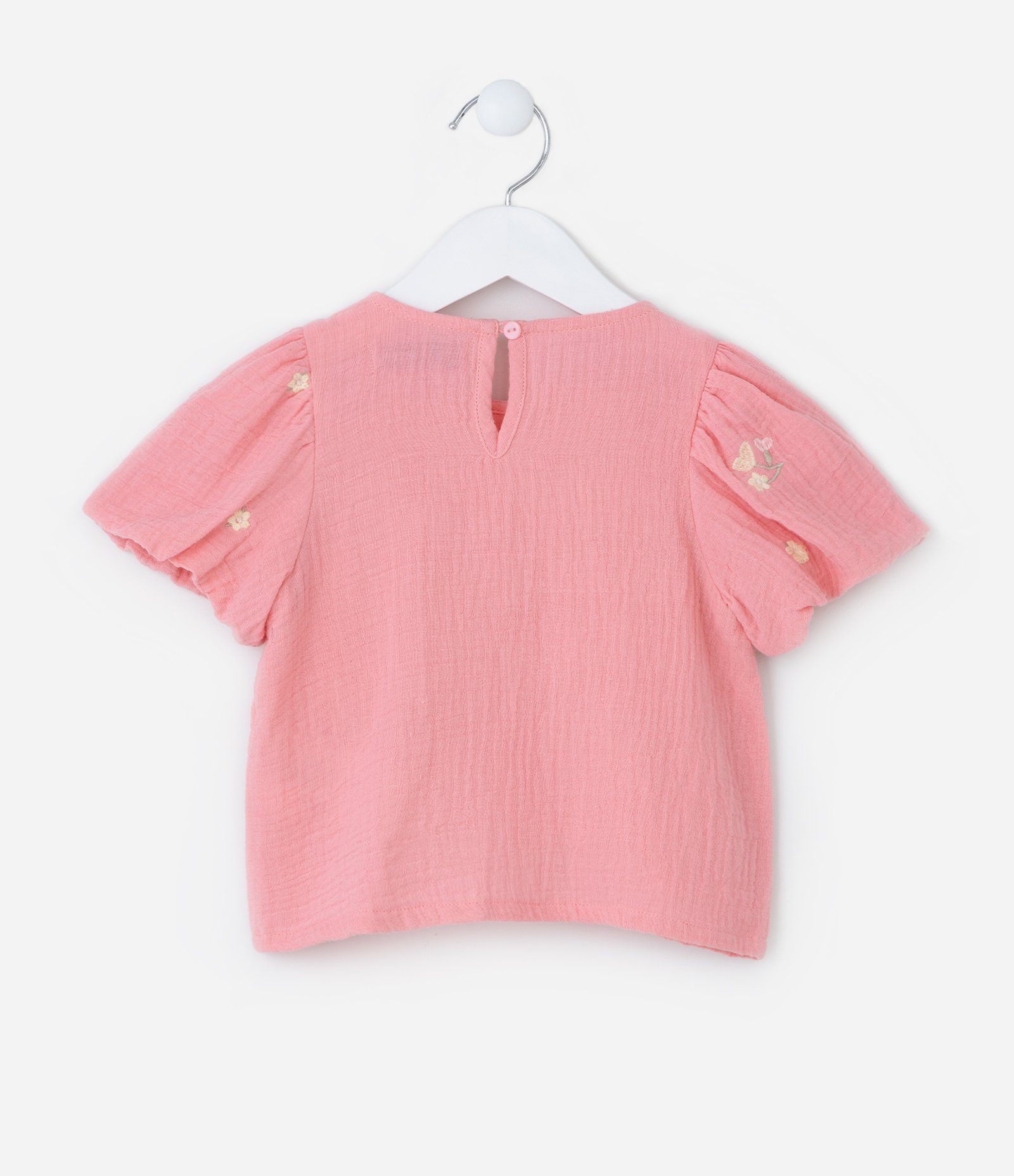 Conjunto Infantil Texturizado com Bordado Florzinhas - Tam 1 a 6 Anos Rosa 4