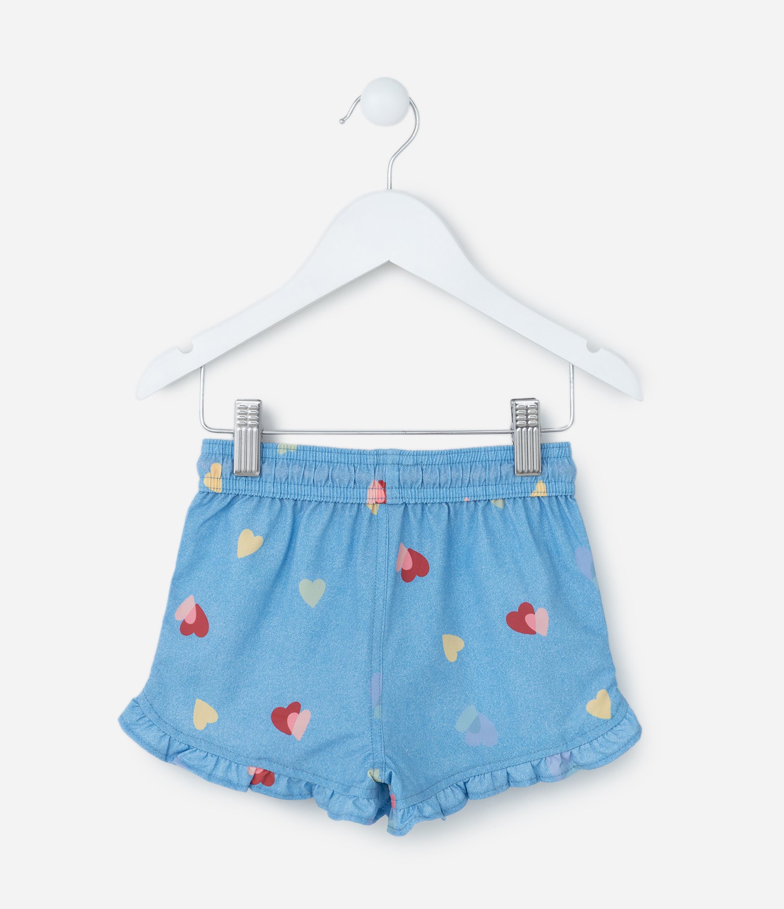 Short Infantil com Babadinhos e Estampa Corações - Tam 1 a 6 Anos Azul 2