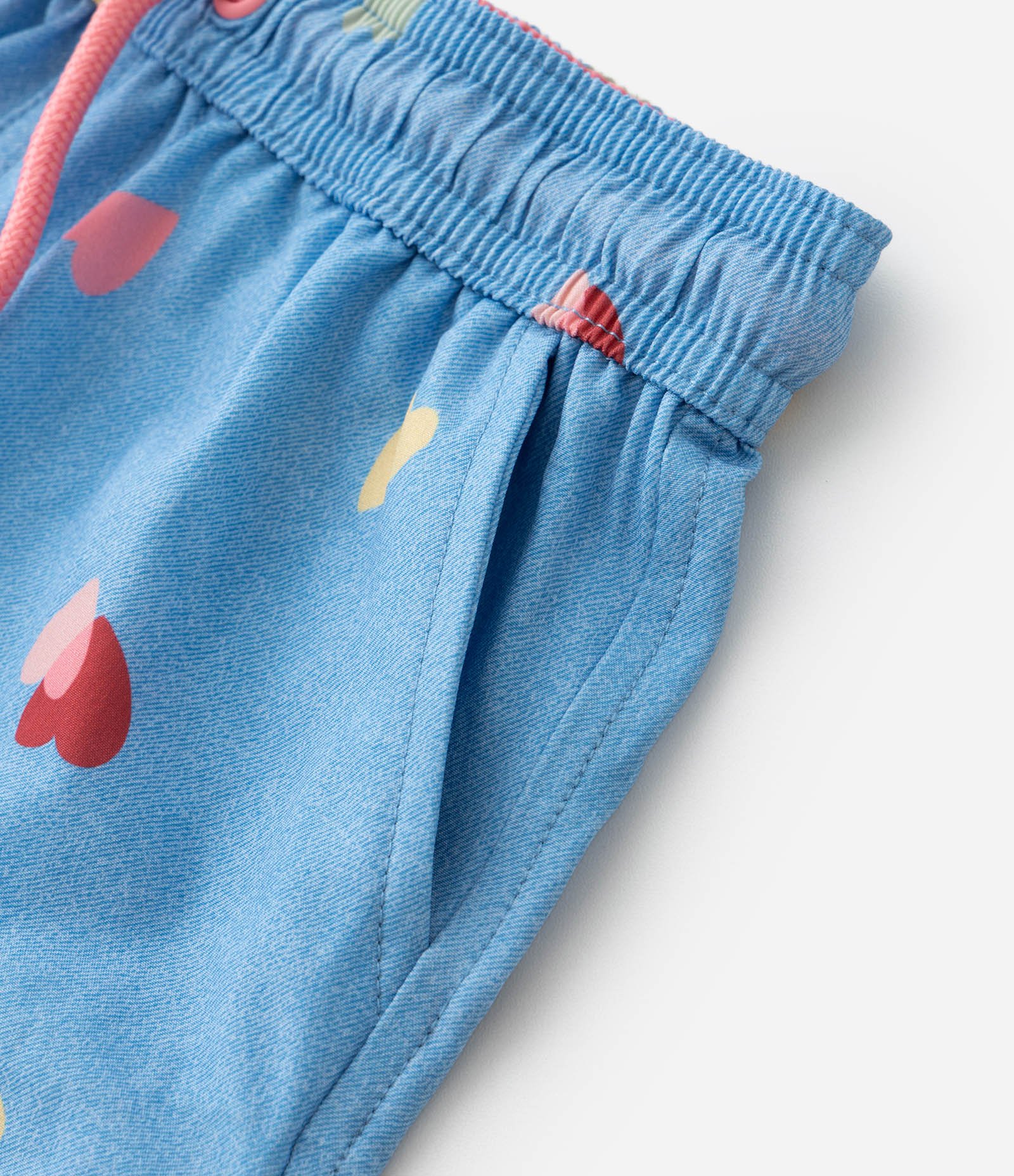 Short Infantil com Babadinhos e Estampa Corações - Tam 1 a 6 Anos Azul 3