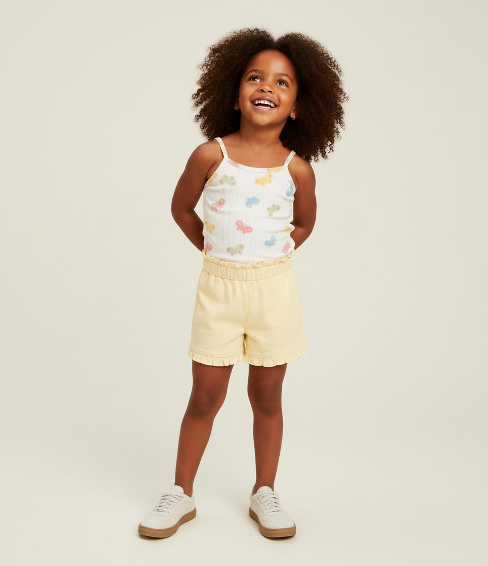 Short Infantil com Babadinho na Barra - Tam 1 a 6 Anos Amarelo 1