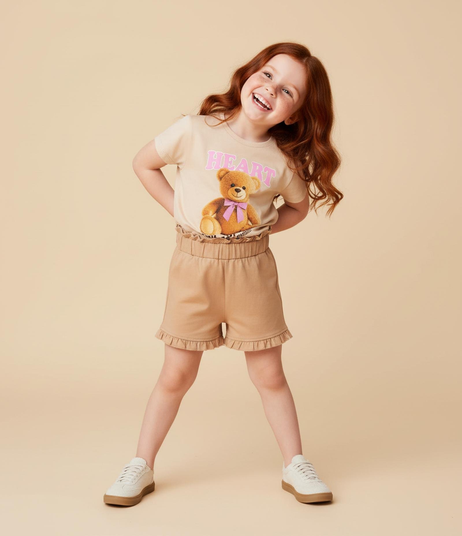 Short Infantil com Babadinho na Barra - Tam 1 a 6 Anos Marrom 1