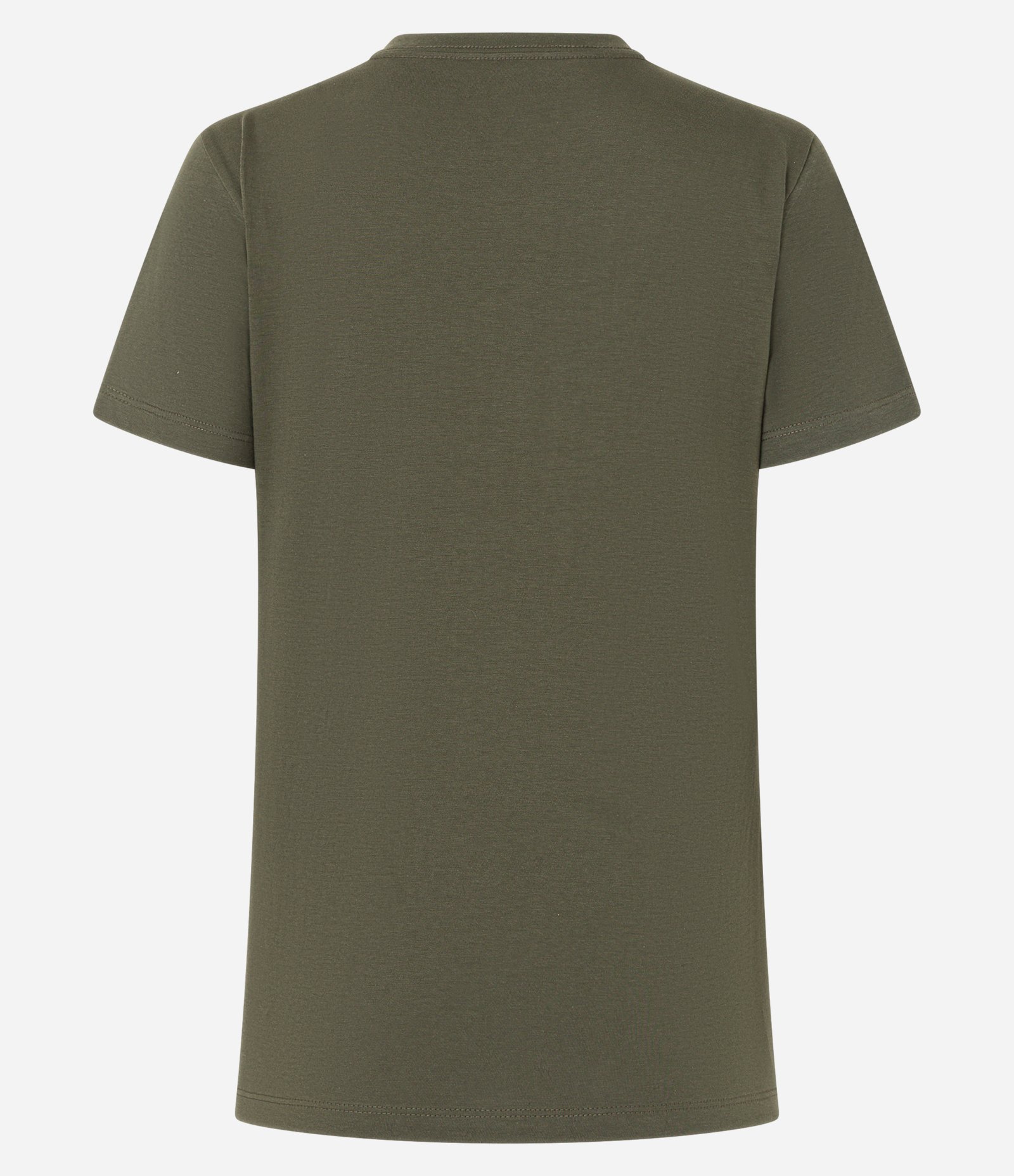 Blusa Básica em Algodão Peruano com Decote V Verde Oliva 6