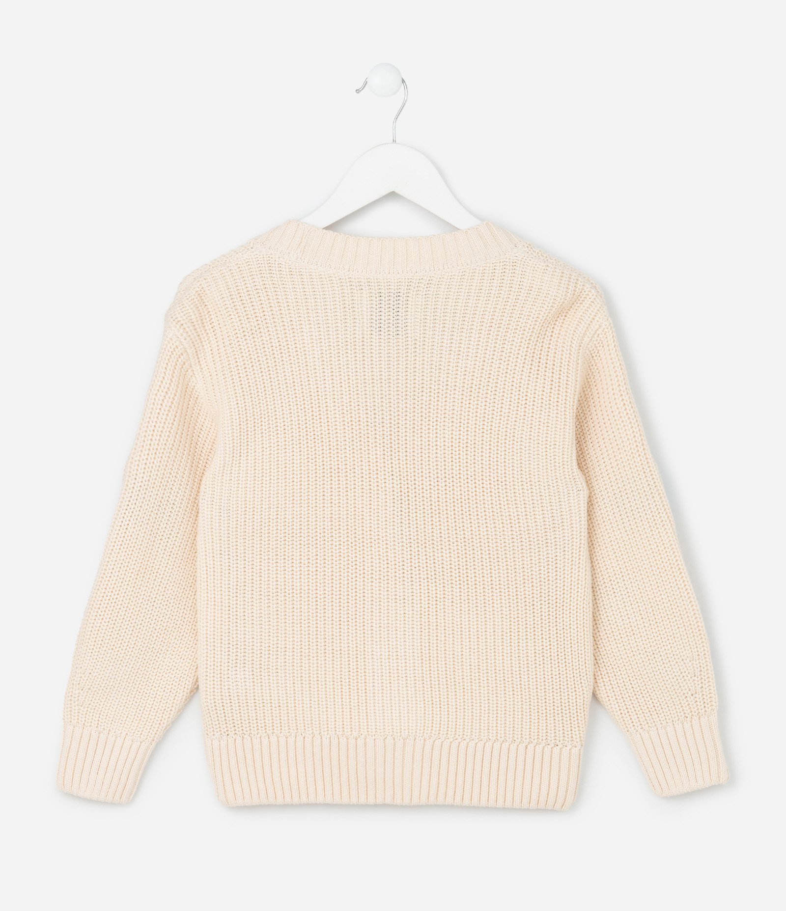 Cardigan Infantil em Tricô com Bordado Borboletas - Tam 5 a 14 Anos Bege 2