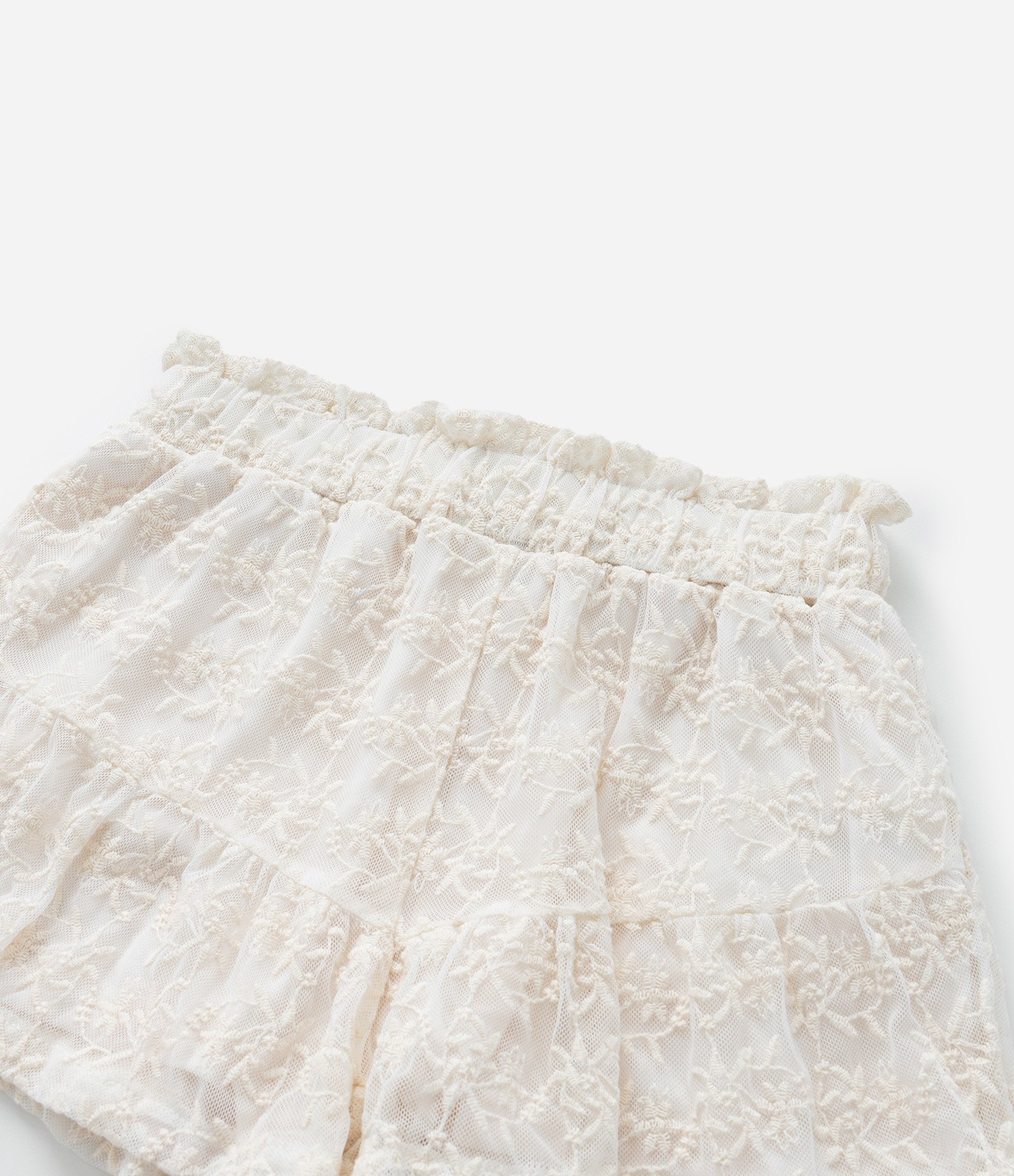 Short Infantil em Tule Bordado - Tam 5 a 14 Anos Bege 6