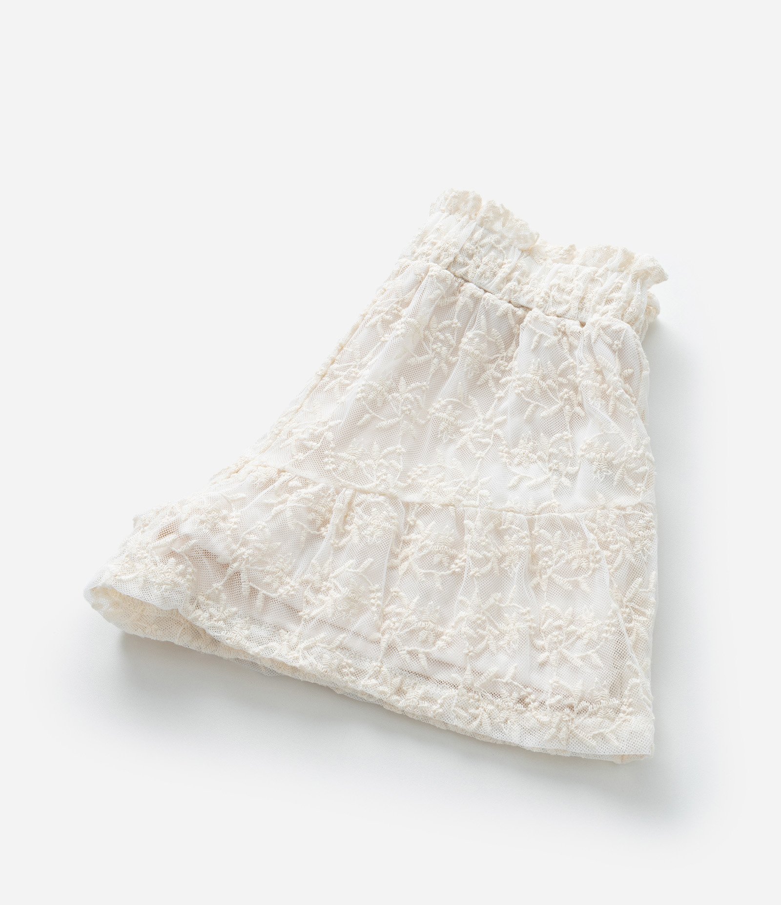 Short Infantil em Tule Bordado - Tam 5 a 14 Anos Bege 7