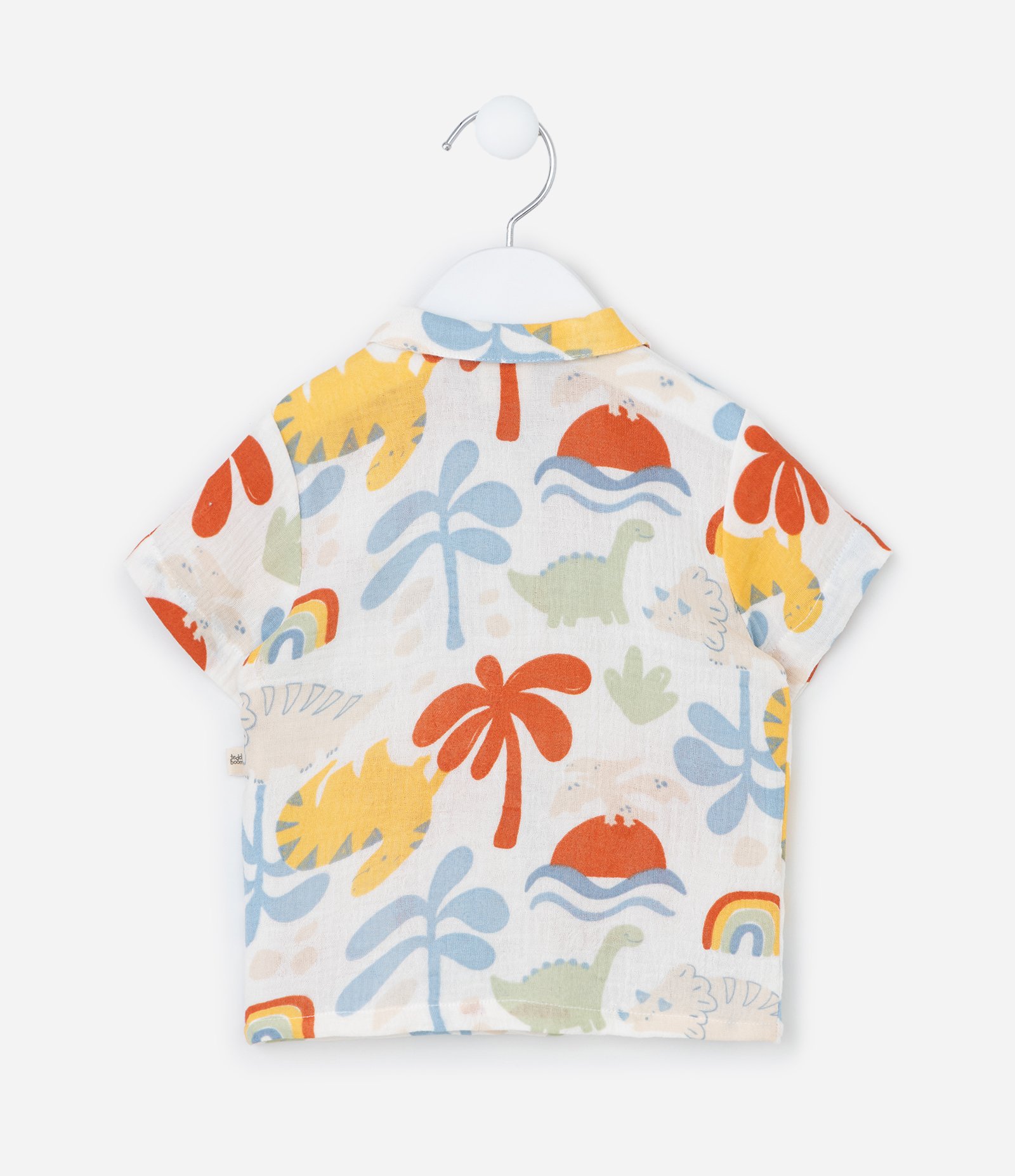 Conjunto Infantil em Tricoline Estampado de Dinossauro e Palmeira - Tam 0 a 18 meses Multicores 5