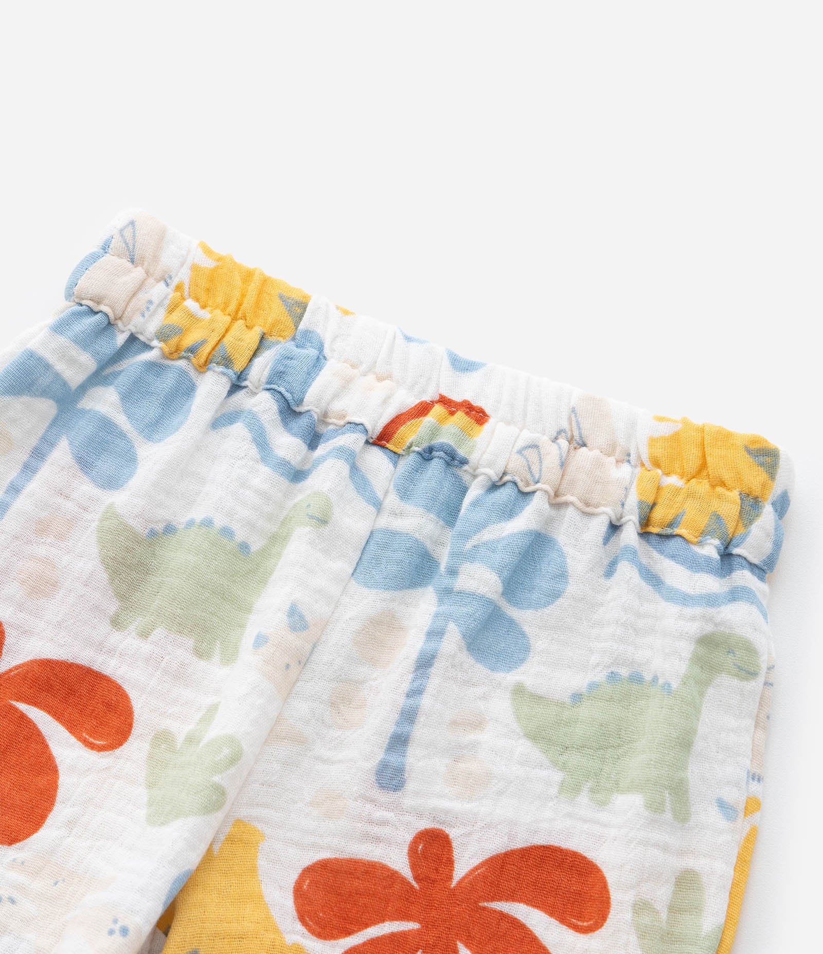 Conjunto Infantil em Tricoline Estampado de Dinossauro e Palmeira - Tam 0 a 18 meses Multicores 6