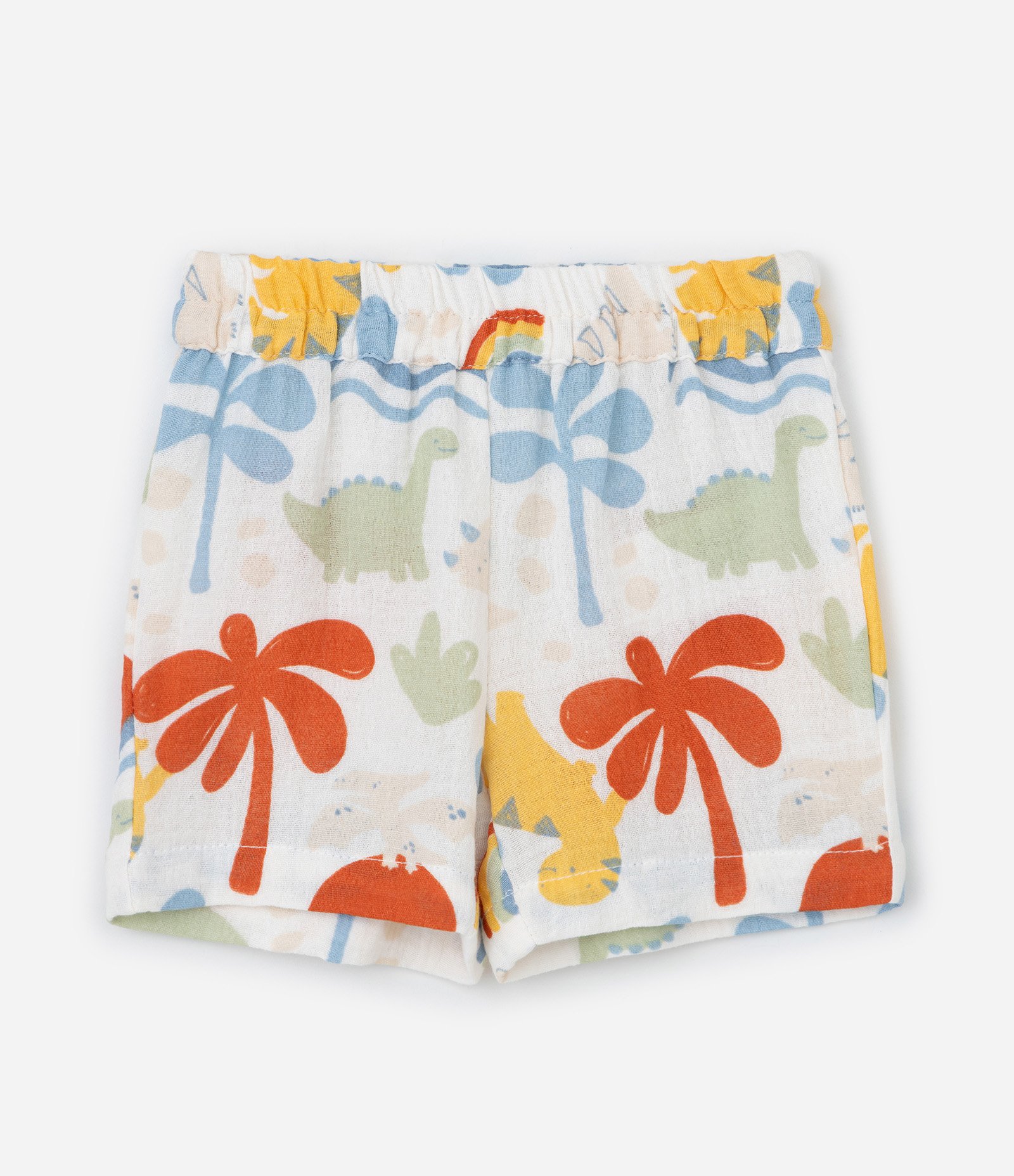 Conjunto Infantil em Tricoline Estampado de Dinossauro e Palmeira - Tam 0 a 18 meses Multicores 7