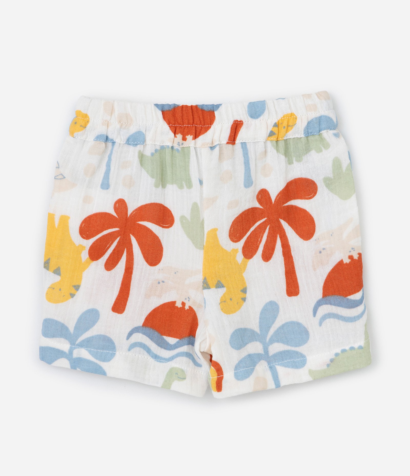 Conjunto Infantil em Tricoline Estampado de Dinossauro e Palmeira - Tam 0 a 18 meses Multicores 8