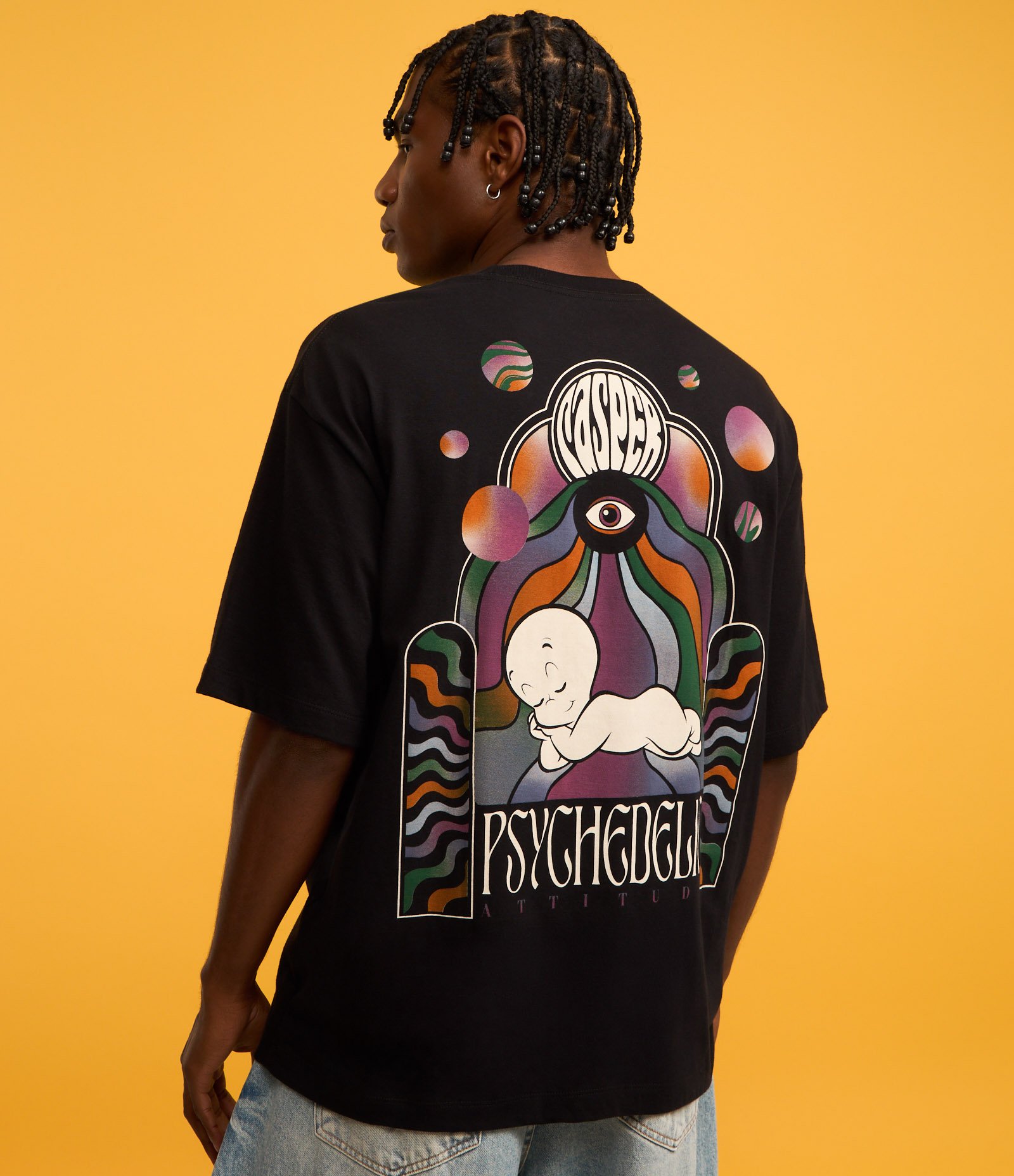 Camiseta Boxy com Estampa do Gasparzinho Psicodélico Cinza 5