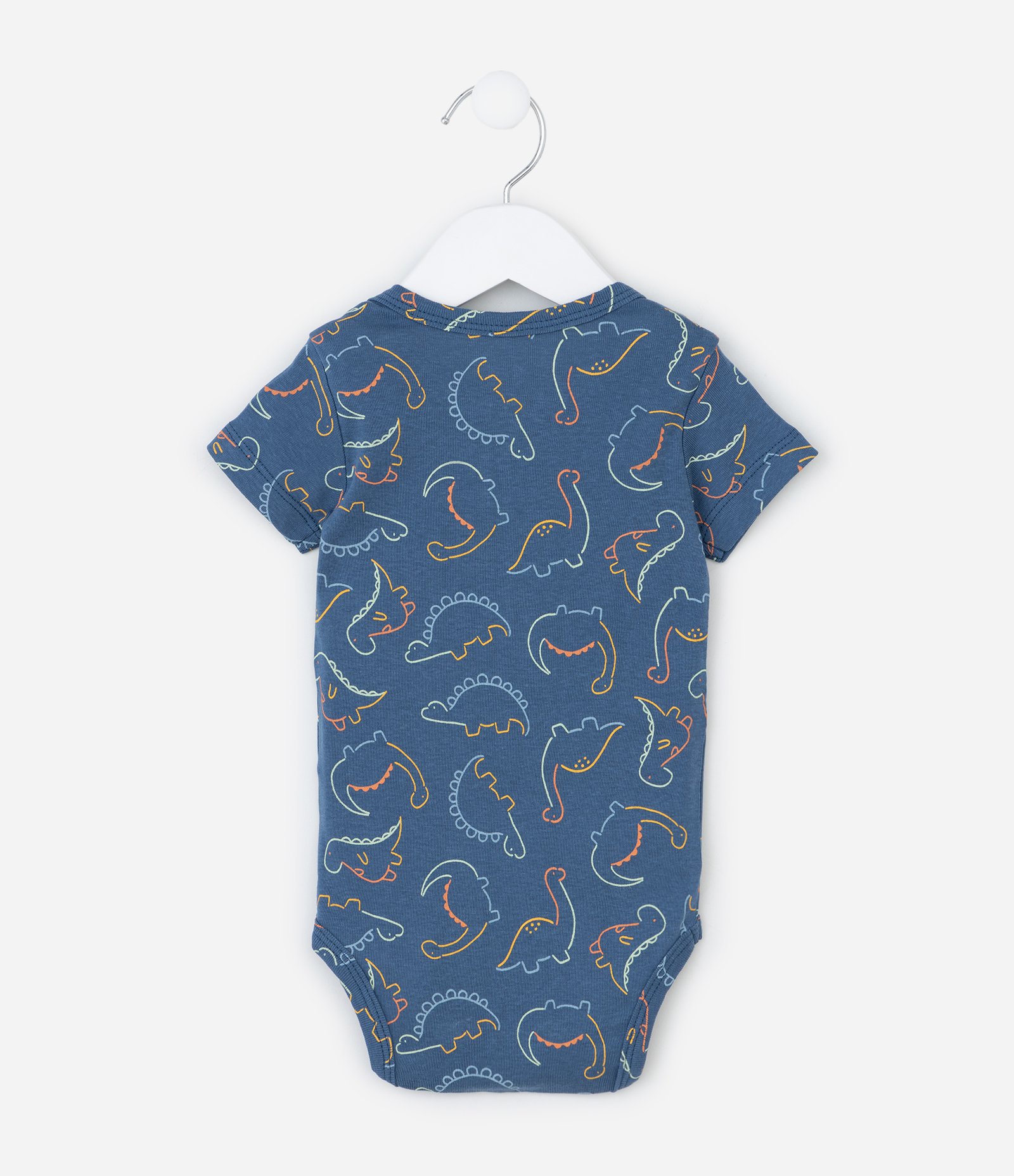 Body Infantil em Ribana com Estampa Dinossauro - Tam RN a 18 meses Azul 3