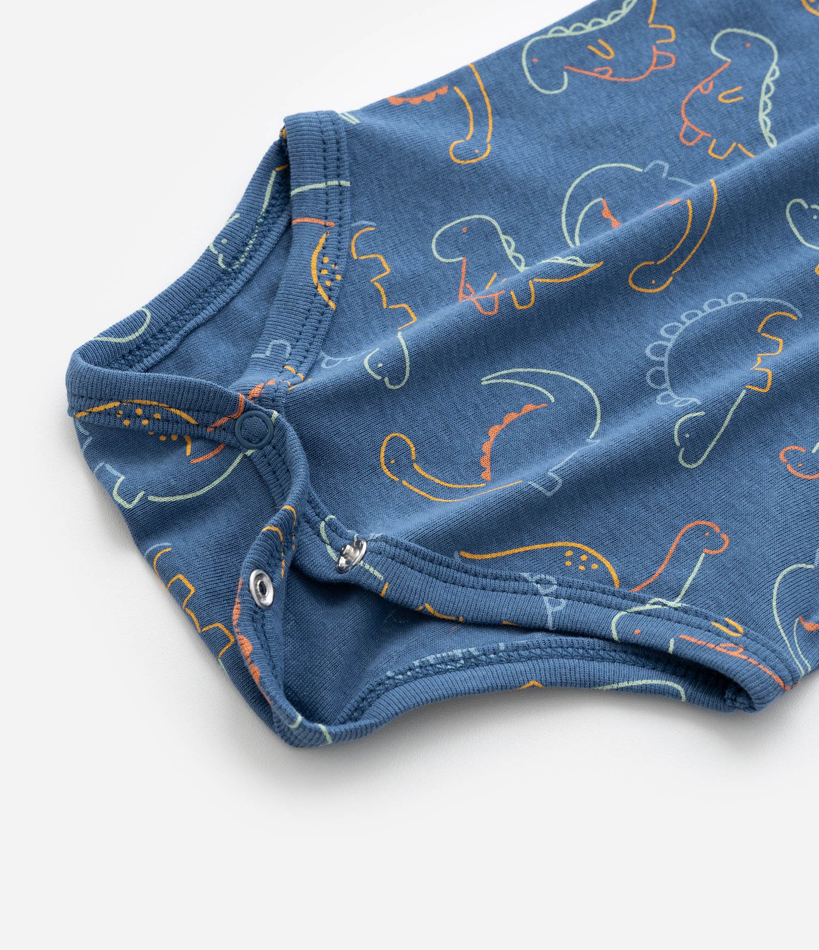 Body Infantil em Ribana com Estampa Dinossauro - Tam RN a 18 meses Azul 5