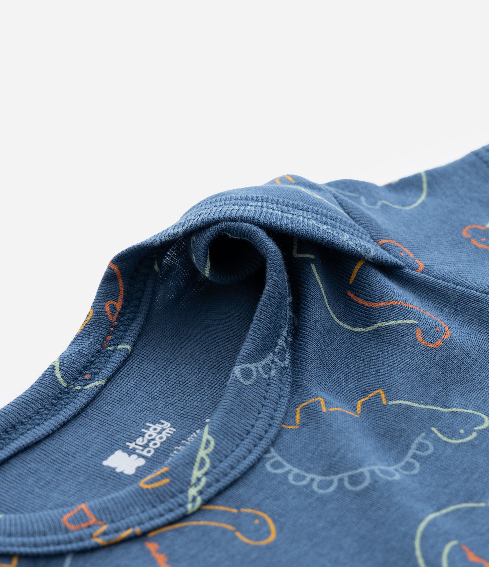 Body Infantil em Ribana com Estampa Dinossauro - Tam RN a 18 meses Azul 6