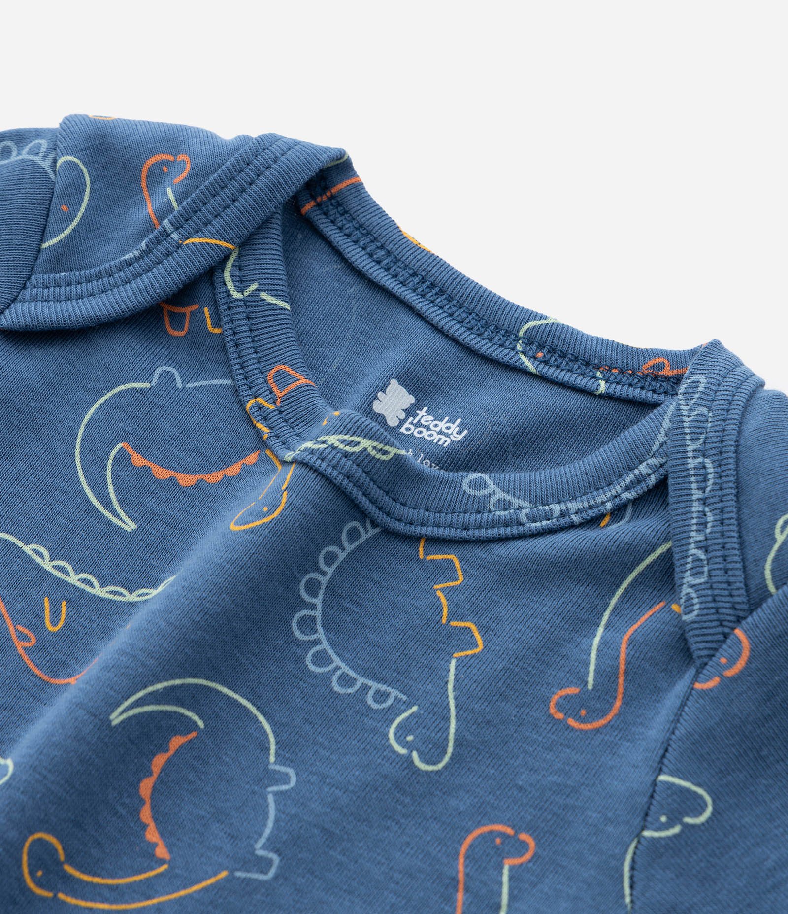 Body Infantil em Ribana com Estampa Dinossauro - Tam RN a 18 meses Azul 7