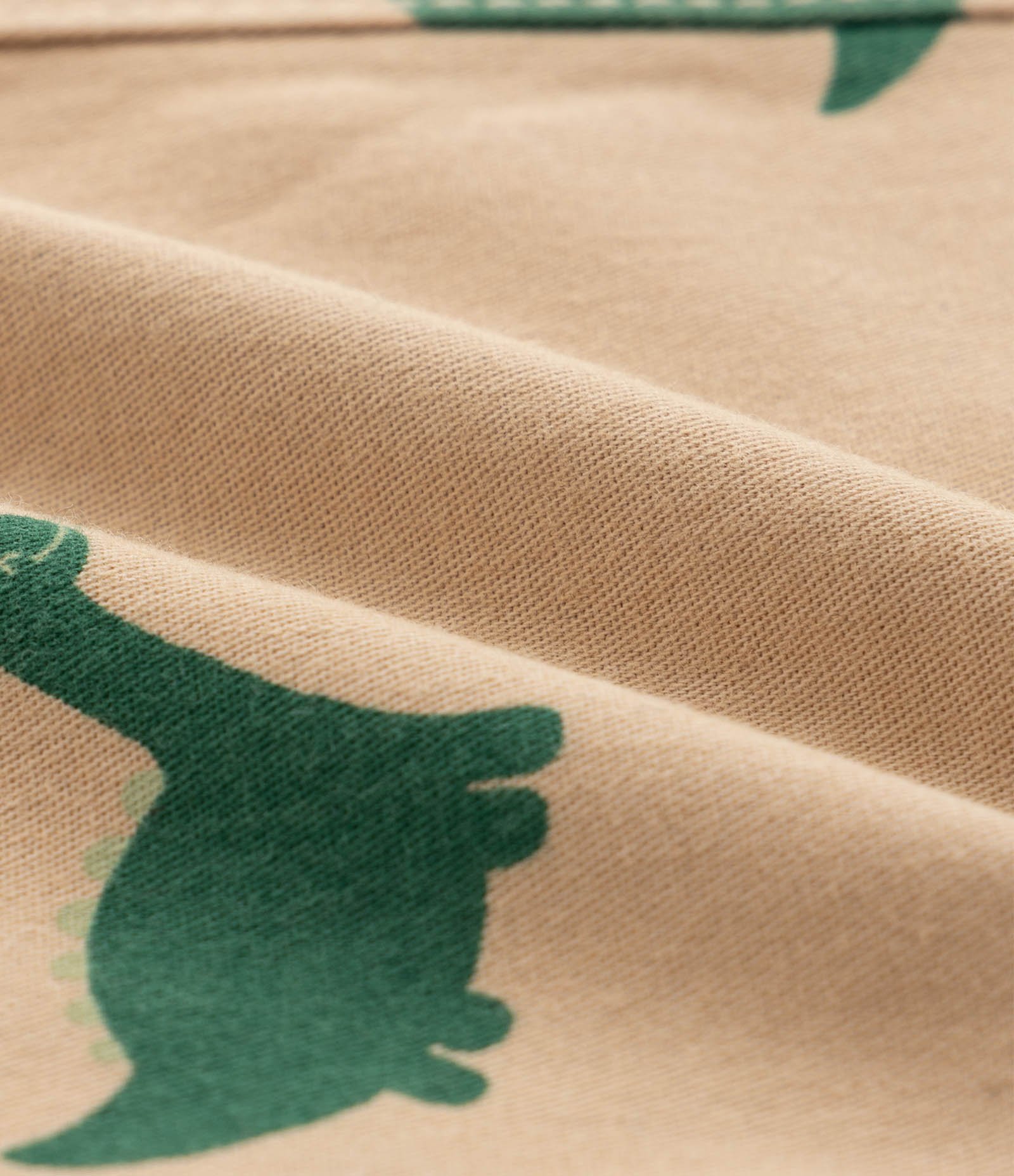 Jardineira Infantil em Sarja com Estampa Dino - Tam 3 a 18 Meses Bege 4