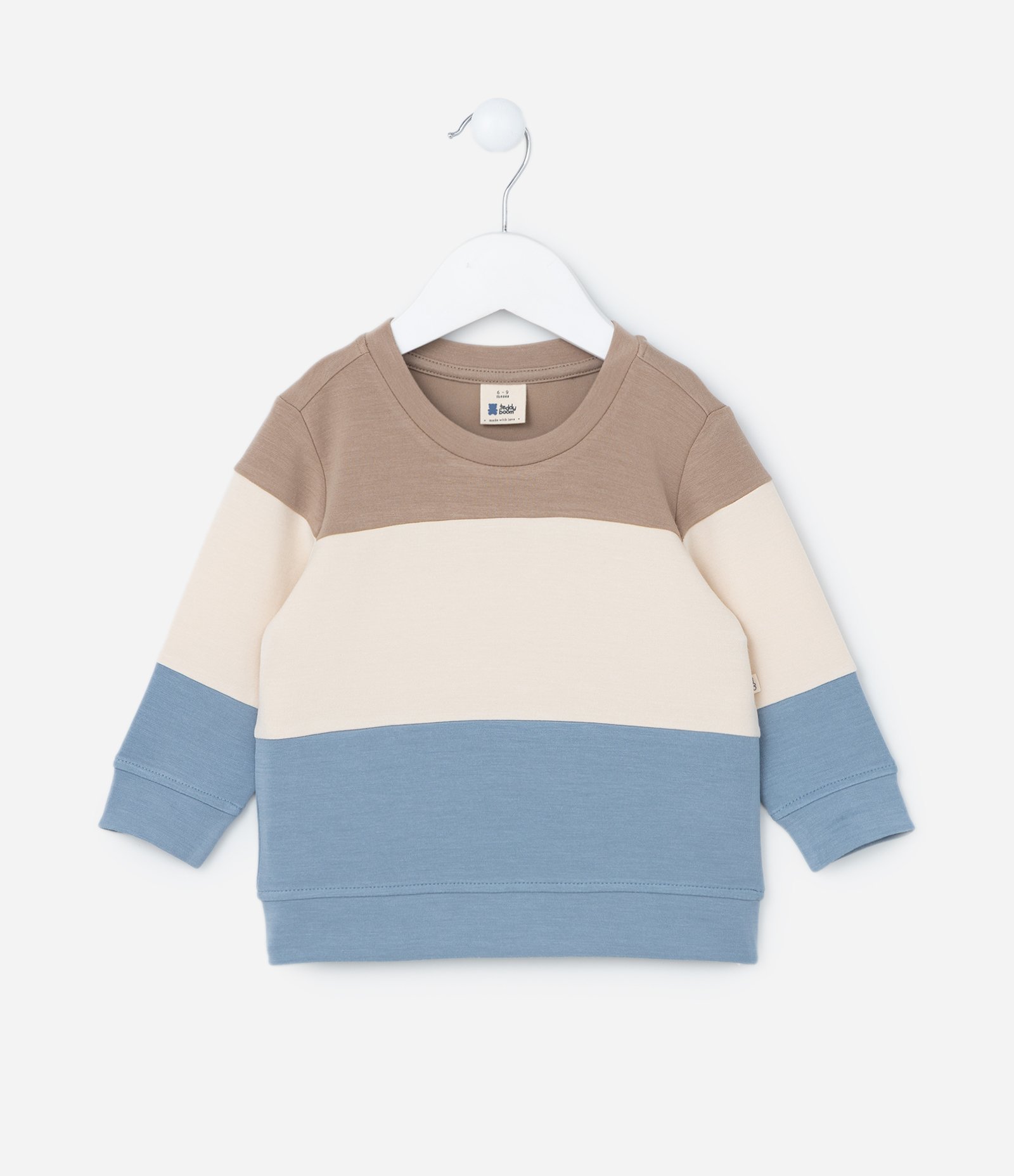 Blusão Infantil em Modal com Recortes - Tam 0 a 18 meses Marrom/Bege/Azul 1