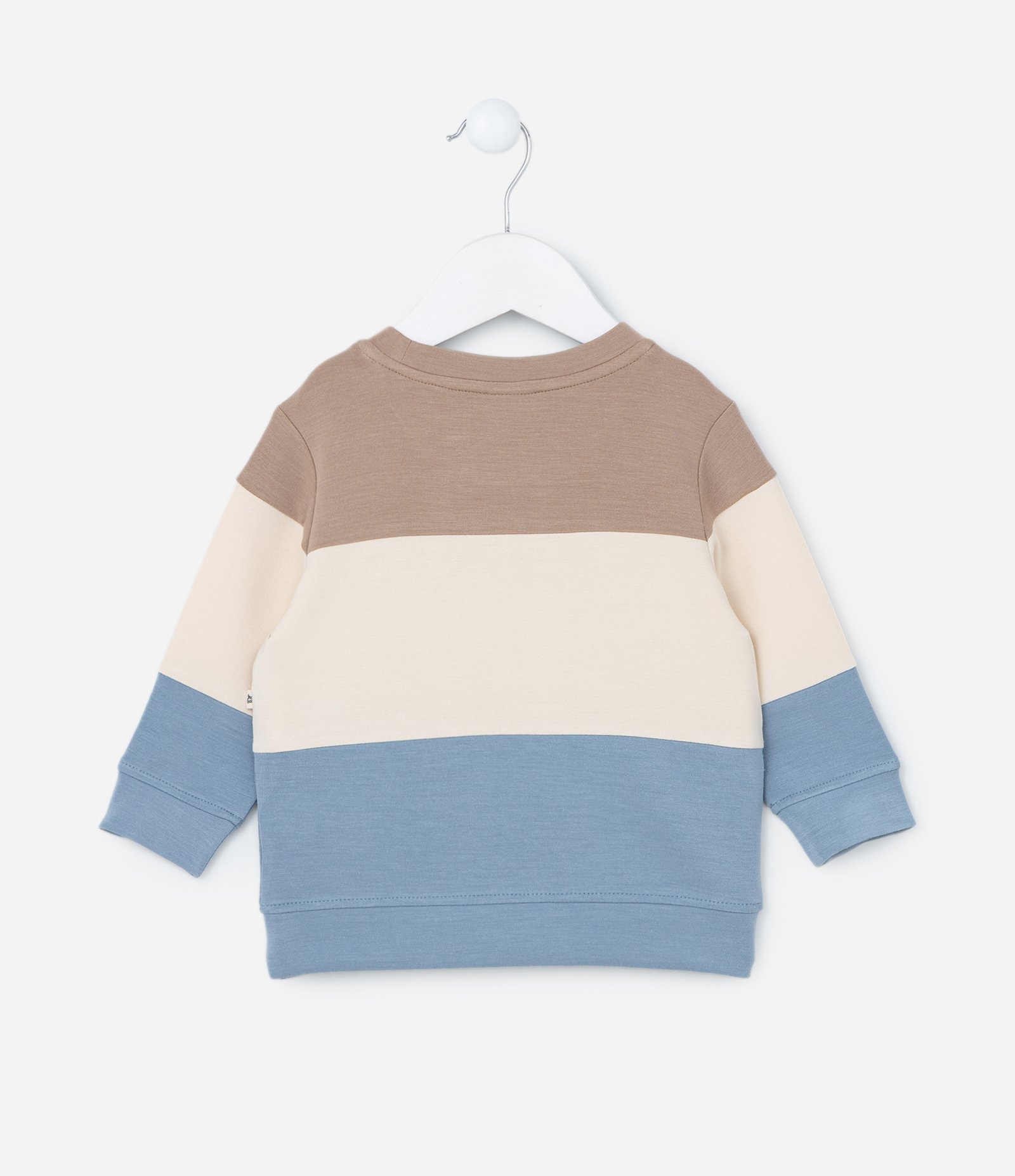 Blusão Infantil em Modal com Recortes - Tam 0 a 18 meses Marrom/Bege/Azul 2