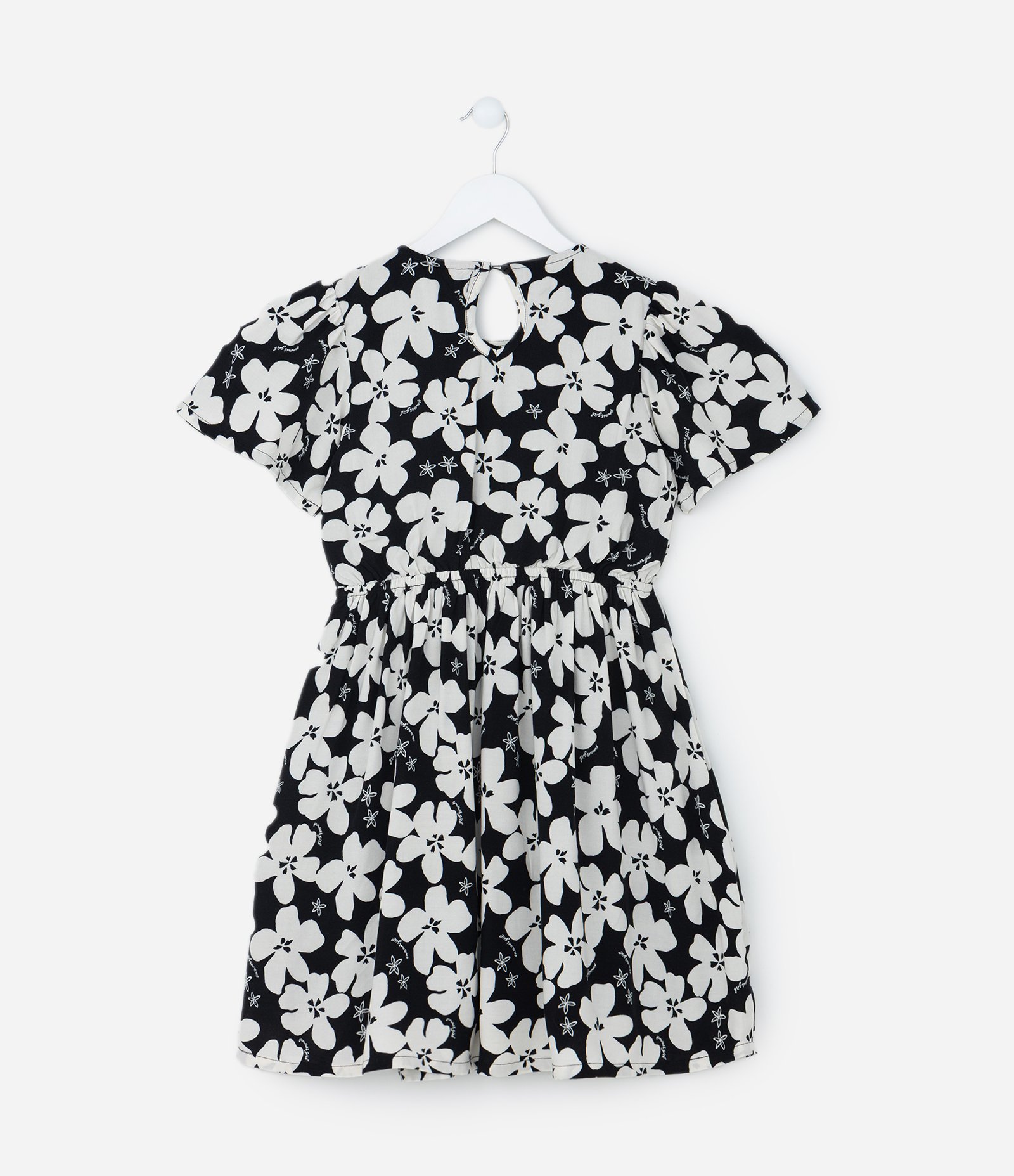 Vestido Infantil com Recorte e Estampa Floral - Tam 5 a 14 Anos Preto 2