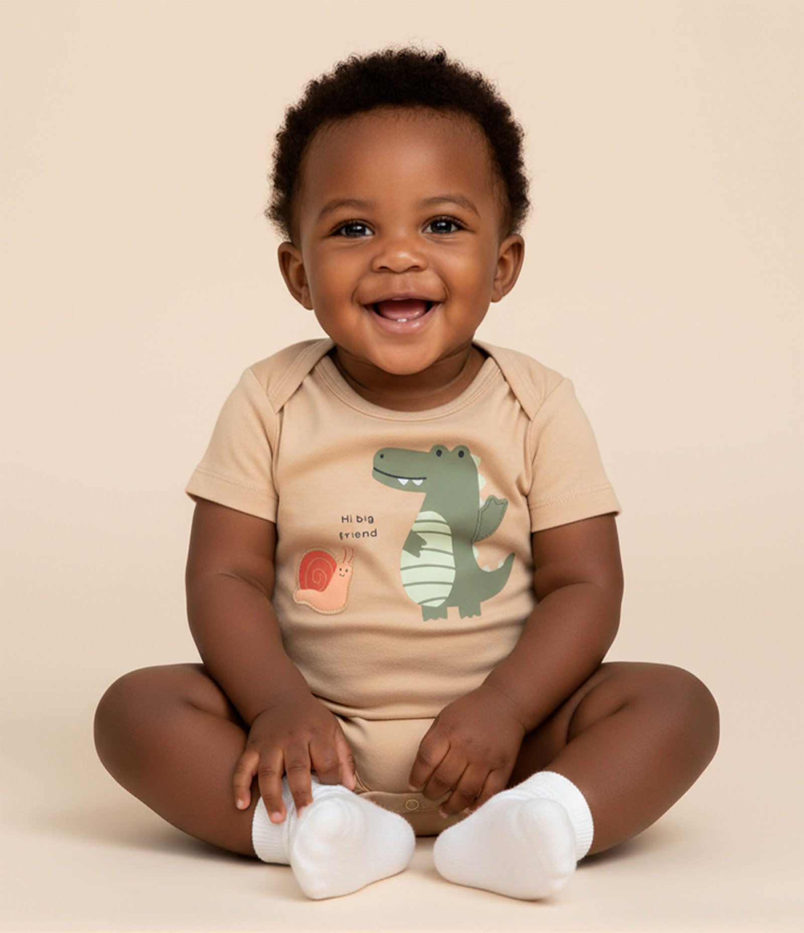 Body Infantil com Estampa Jacaré e Caracol - Tam 0 a 18 meses Marrom 1