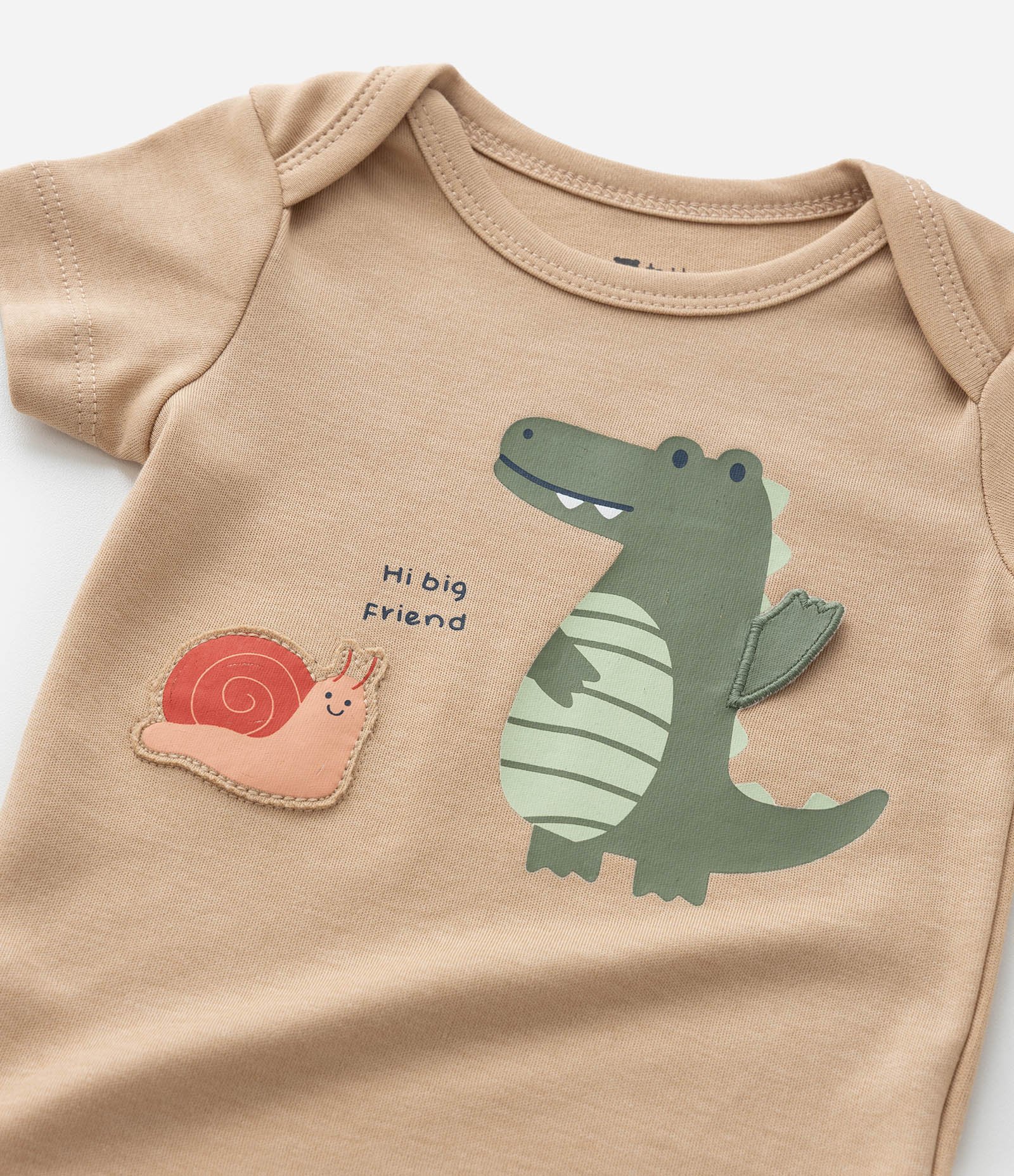 Body Infantil com Estampa Jacaré e Caracol - Tam 0 a 18 meses Marrom 7