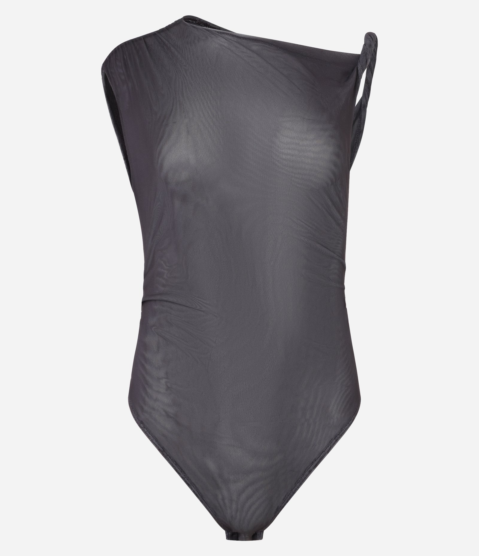 Body em Tule com Decote Assimétrico Marrom 9